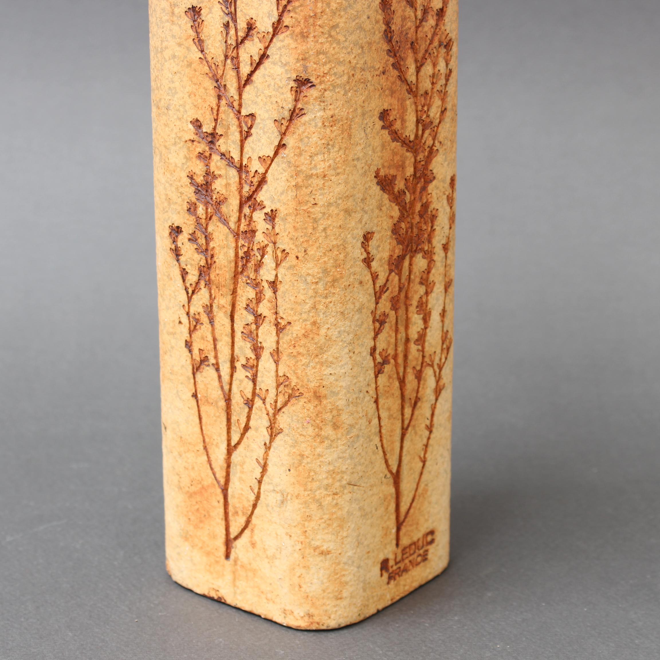 Vintage French Ceramic Vase with Plant Motif by Raymonde Leduc (circa 1960s) For Sale 3