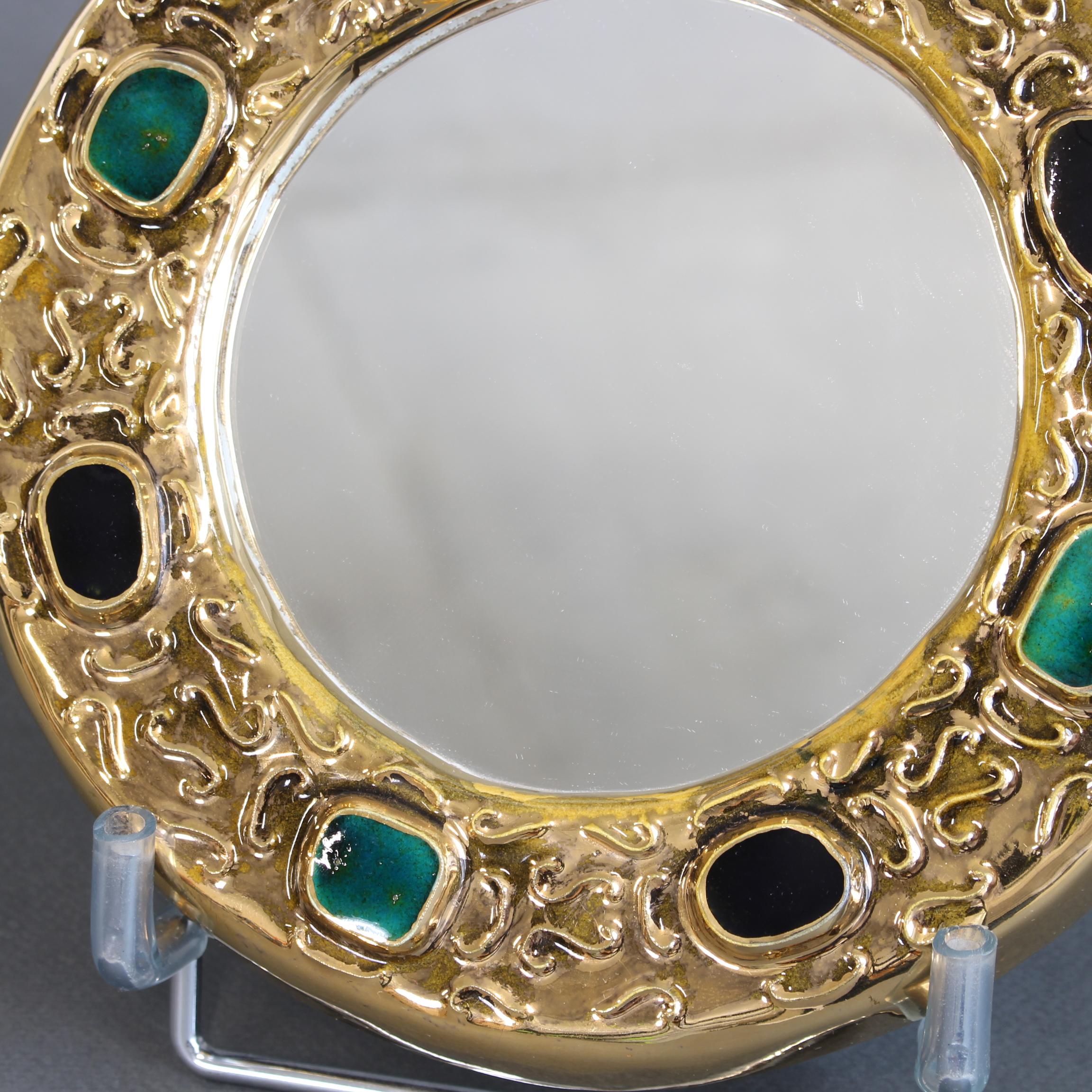Miroir mural vintage en céramique de François Lembo (circa 1960s-70s) en vente 8