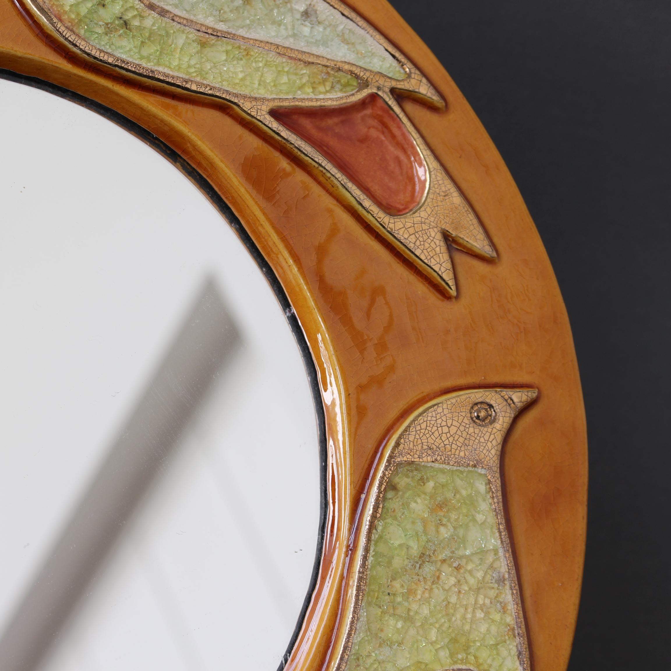 Vintage French Ceramic Wall Mirror by Mithé Espelt (circa 1960s) For Sale 10