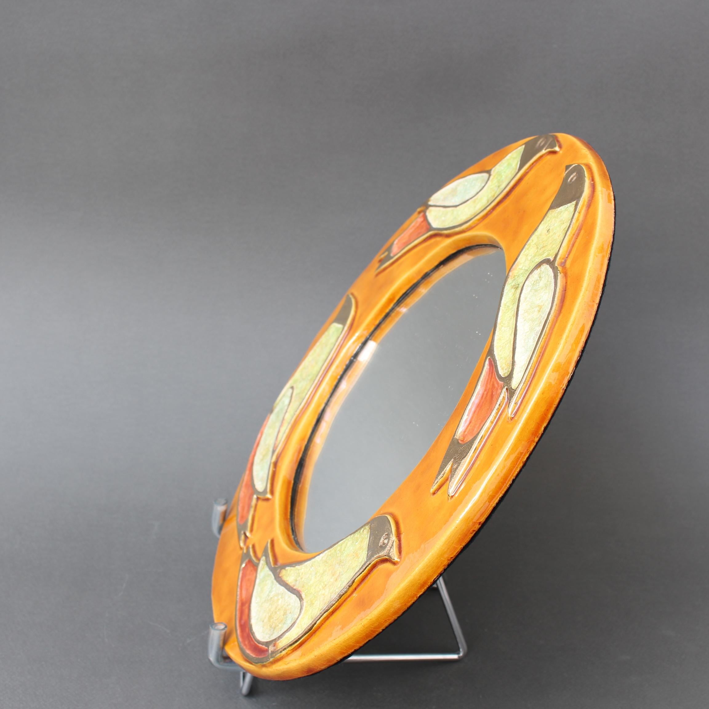 Miroir mural vintage en céramique de Mithé Espelt (circa 1960) Bon état - En vente à London, GB