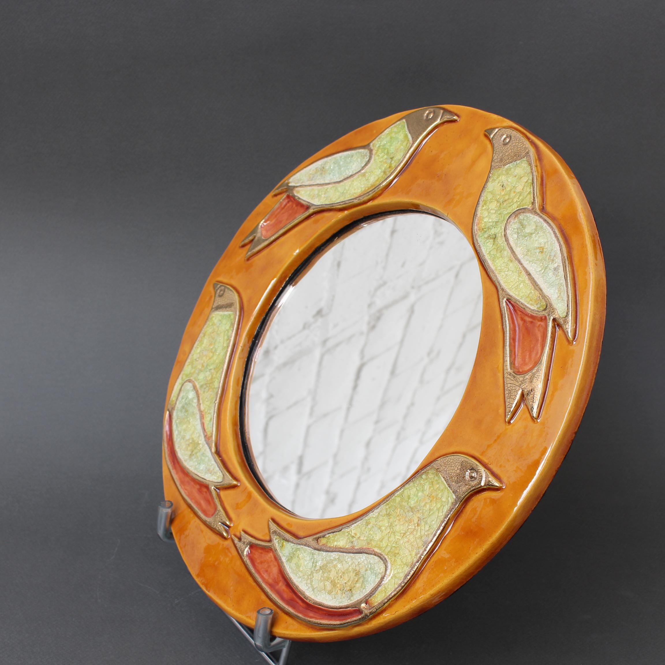 Milieu du XXe siècle Miroir mural vintage en céramique de Mithé Espelt (circa 1960) en vente