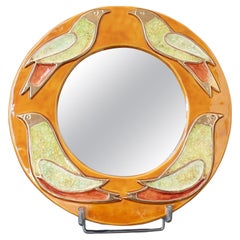 Vintage French Ceramic Wall Mirror by Mithé Espelt (circa 1960s)