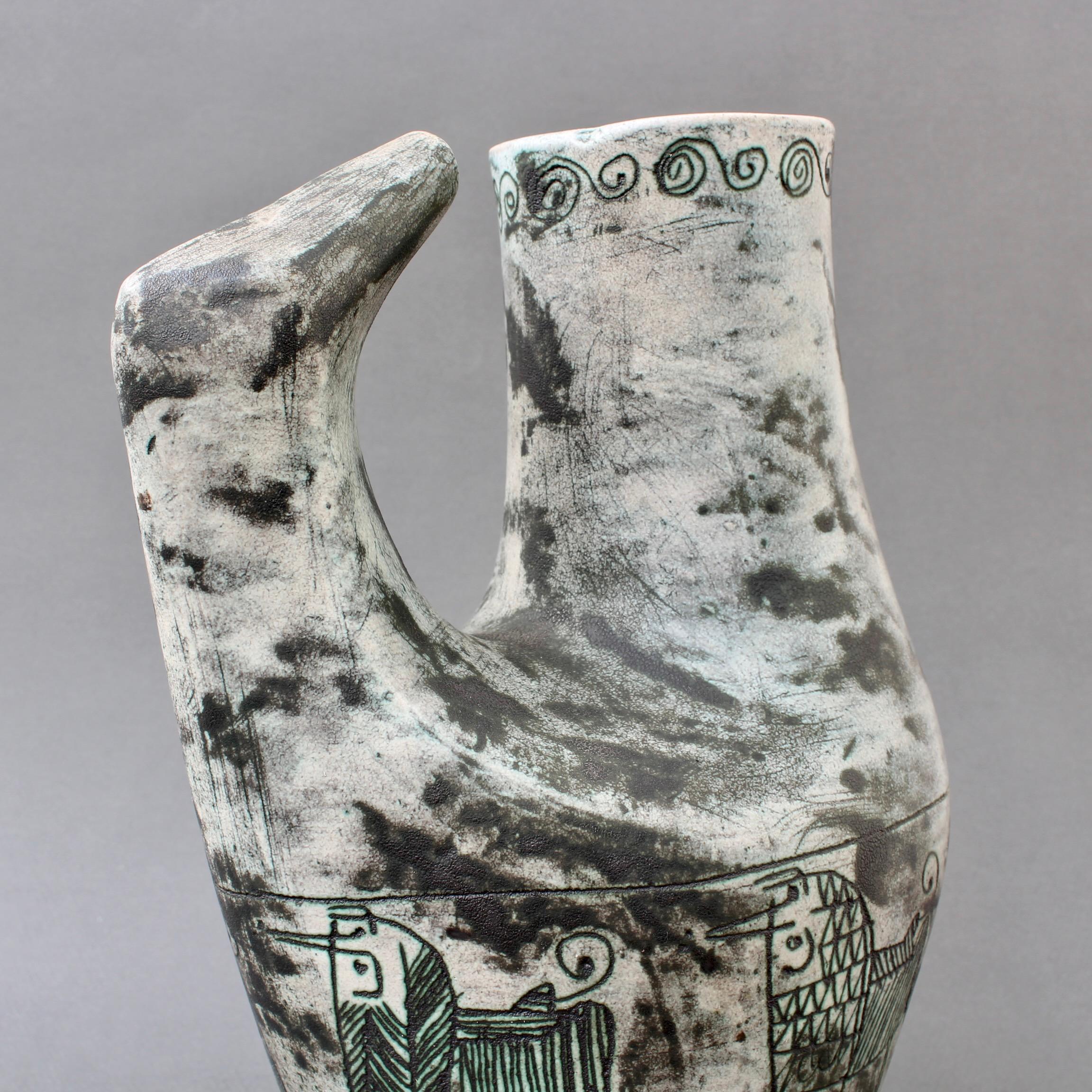 Vintage French Ceramic Zoomorphic Pitcher by Jacques Blin 'circa 1950s' For Sale 9