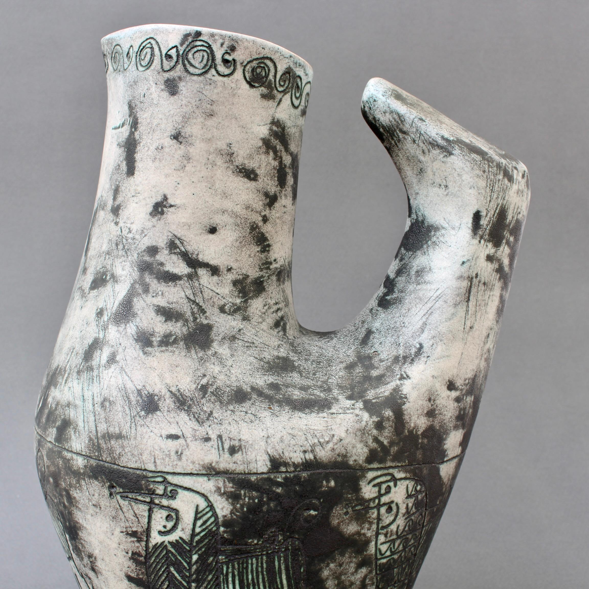 Vintage French Ceramic Zoomorphic Pitcher by Jacques Blin 'circa 1950s' For Sale 11