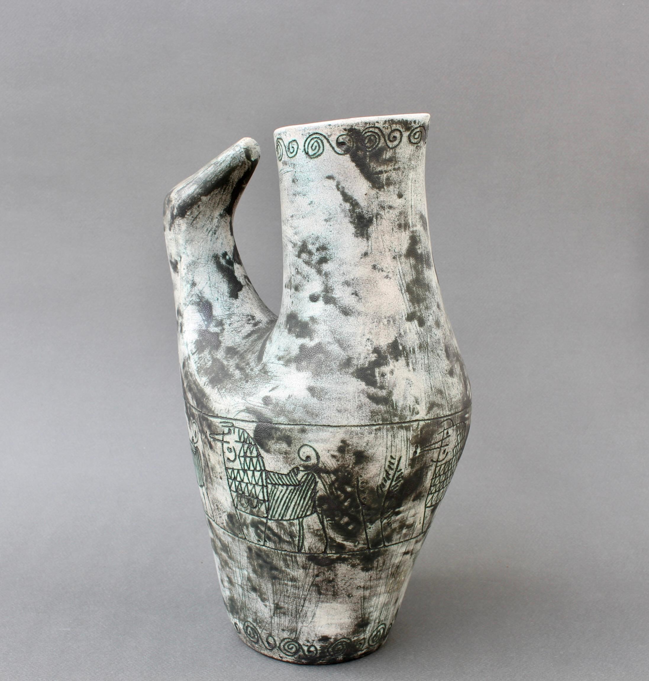 Francese Brocca zoomorfa francese d'epoca in ceramica di Jacques Blin, circa anni '50 in vendita