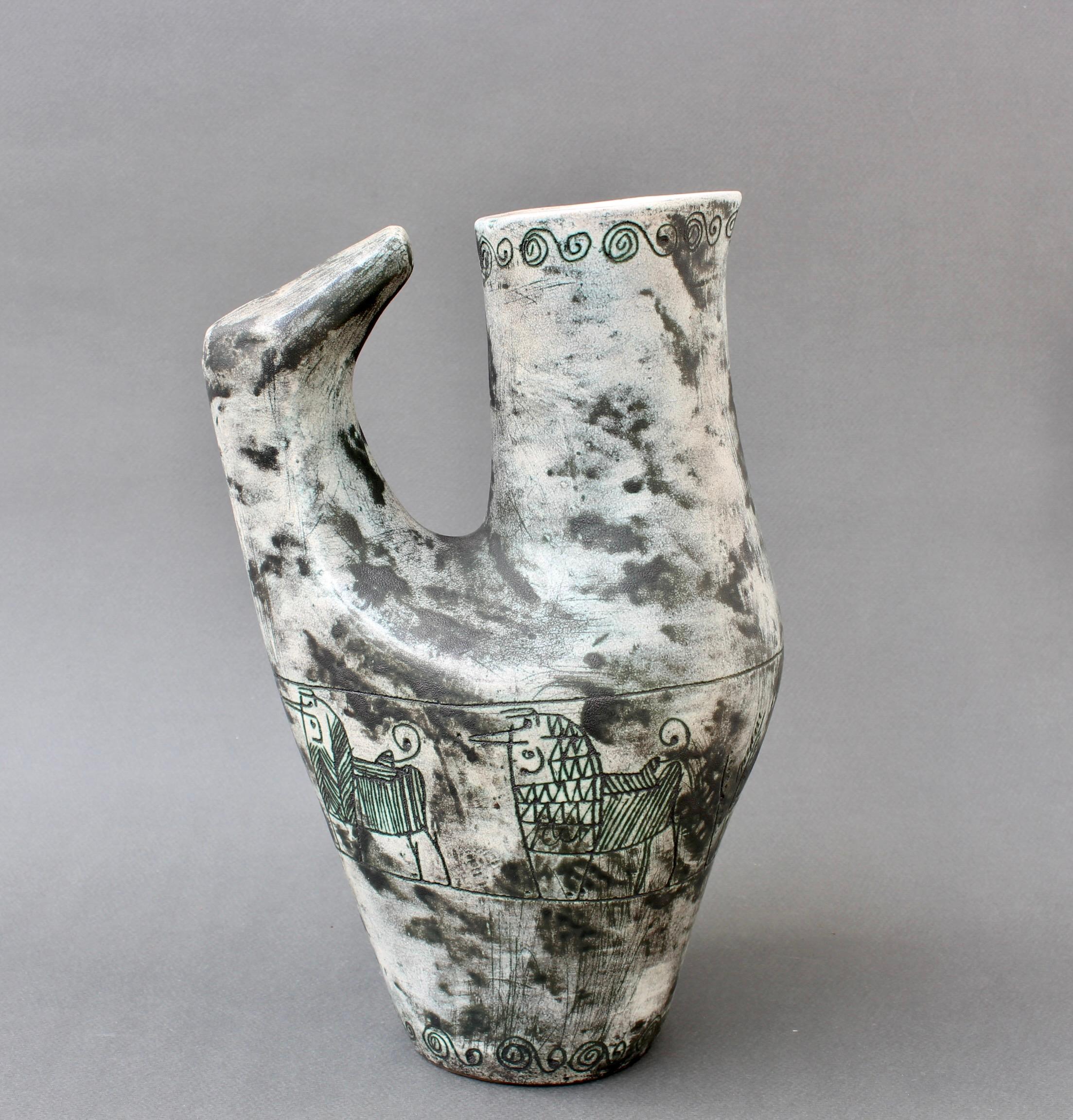 Mid-20th Century Vintage French Ceramic Zoomorphic Pitcher by Jacques Blin 'circa 1950s' For Sale