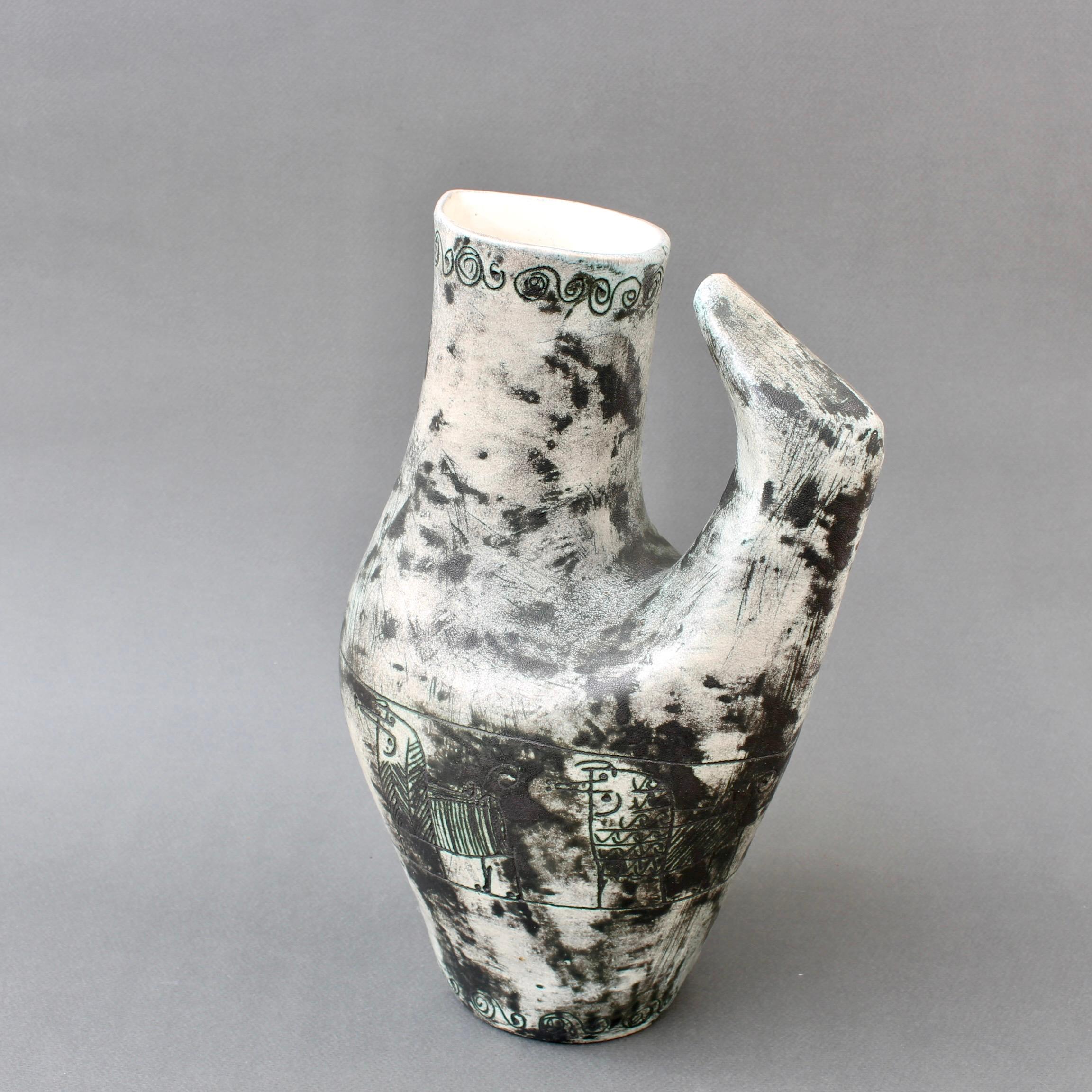 Brocca zoomorfa francese d'epoca in ceramica di Jacques Blin, circa anni '50 in vendita 1
