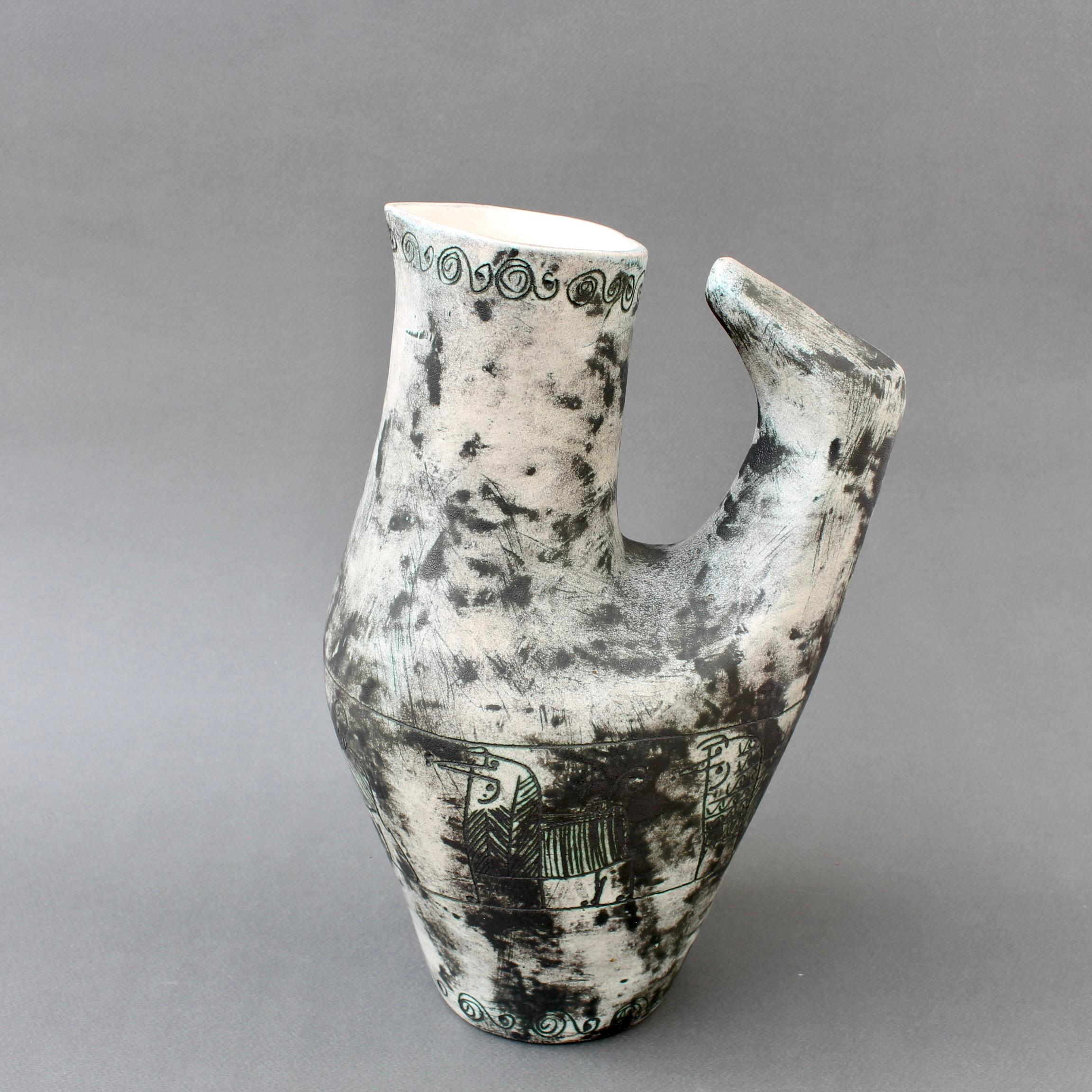 Vintage French Ceramic Zoomorphic Pitcher by Jacques Blin 'circa 1950s' For Sale 4
