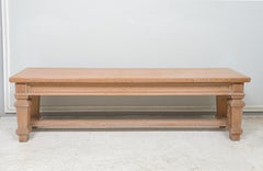 Vintage French Cerused Oak Bench