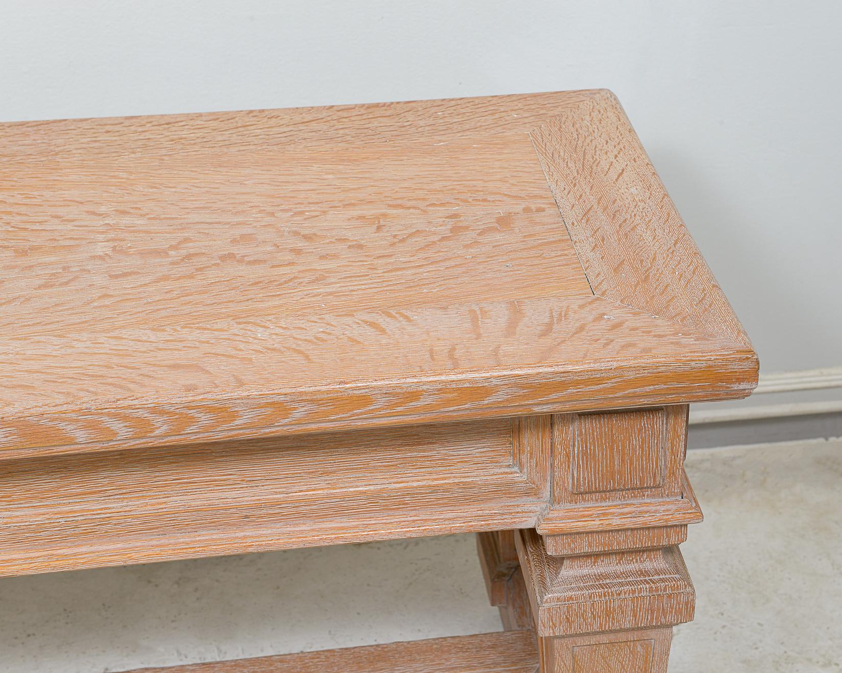 Mid-20th Century Vintage French Cerused Oak Bench For Sale