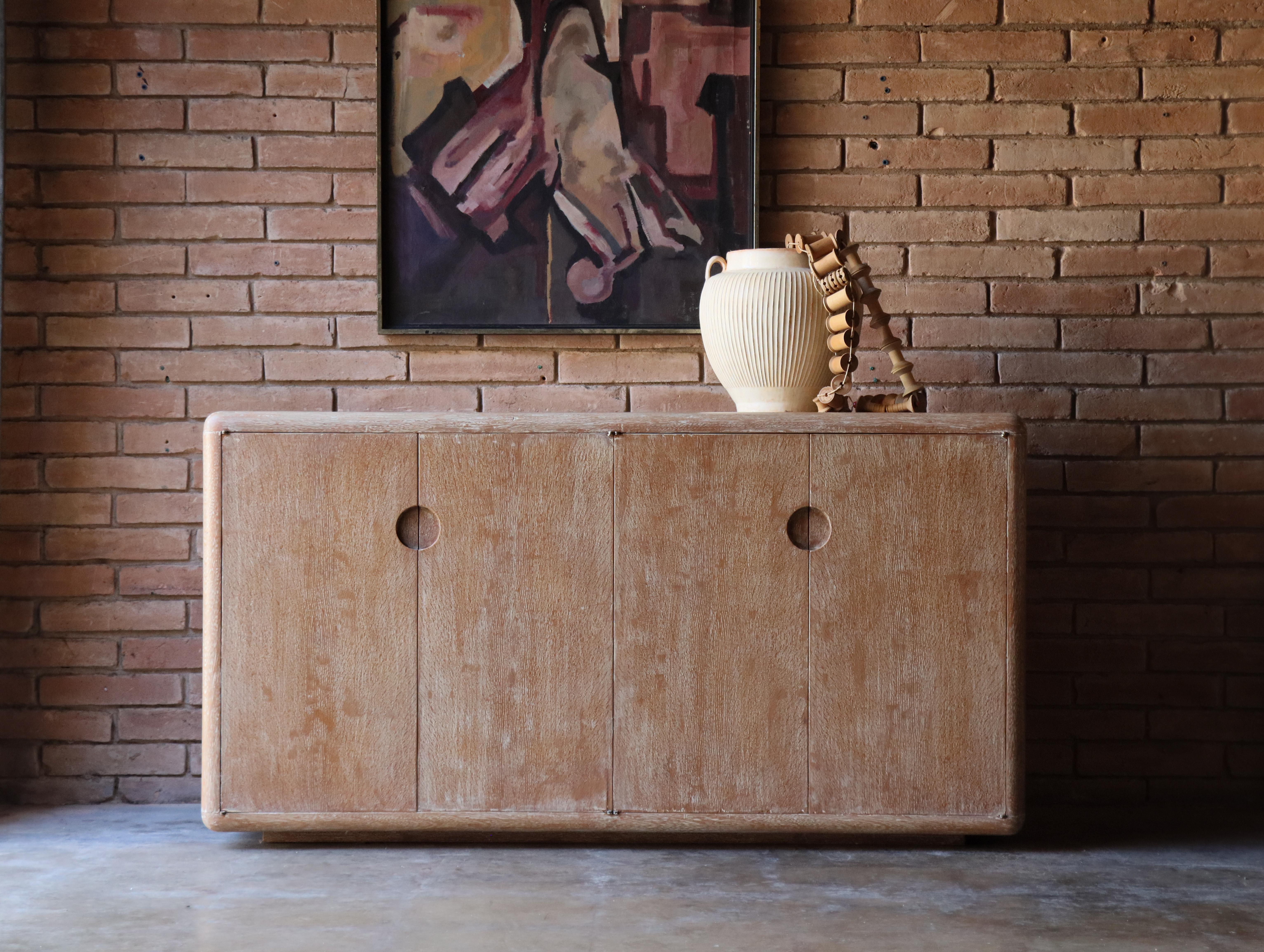 Mid-Century Modern Vintage French Cerused Oak Sideboard After Jean-Michel Frank
