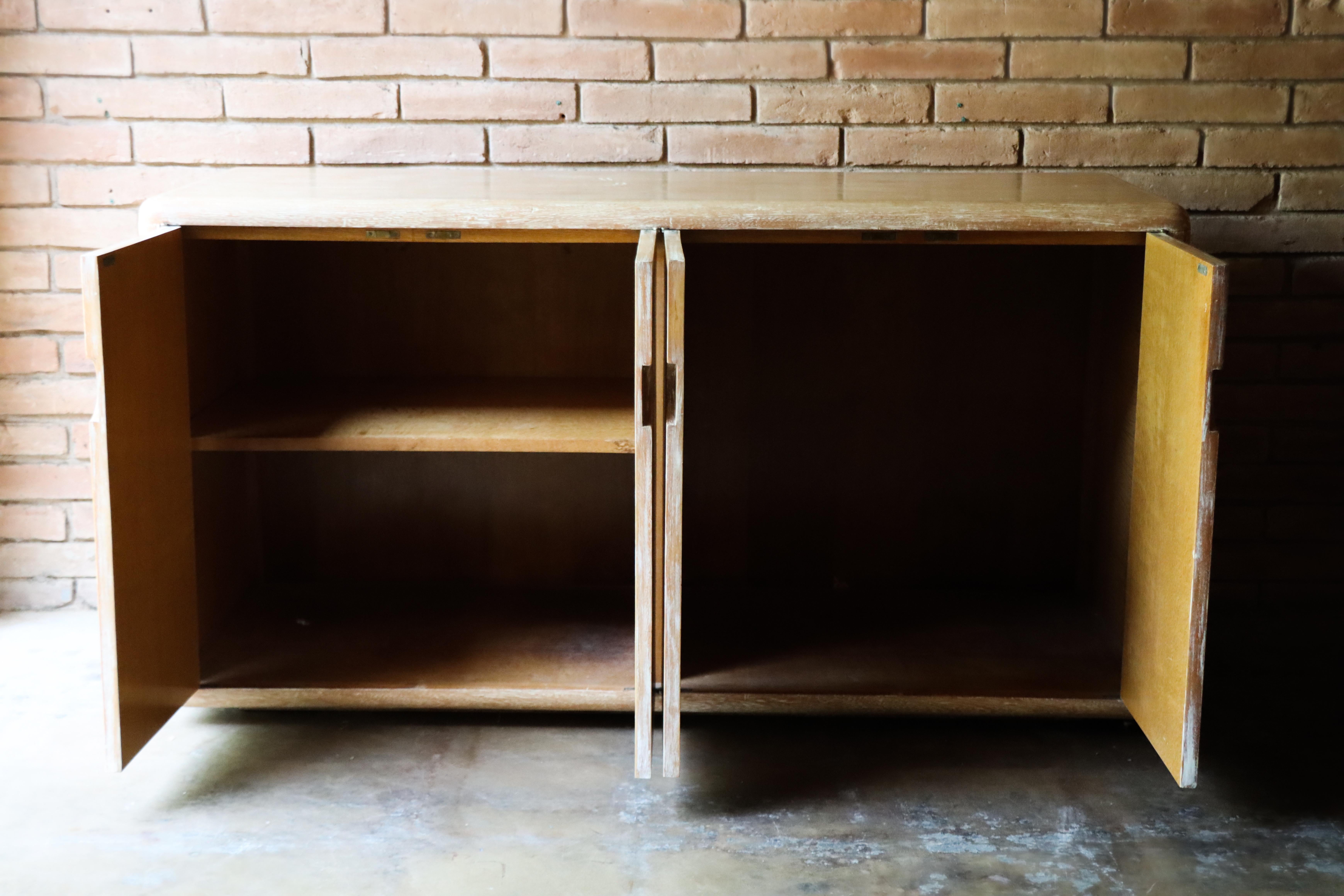 Vintage French Cerused Oak Sideboard After Jean-Michel Frank 1