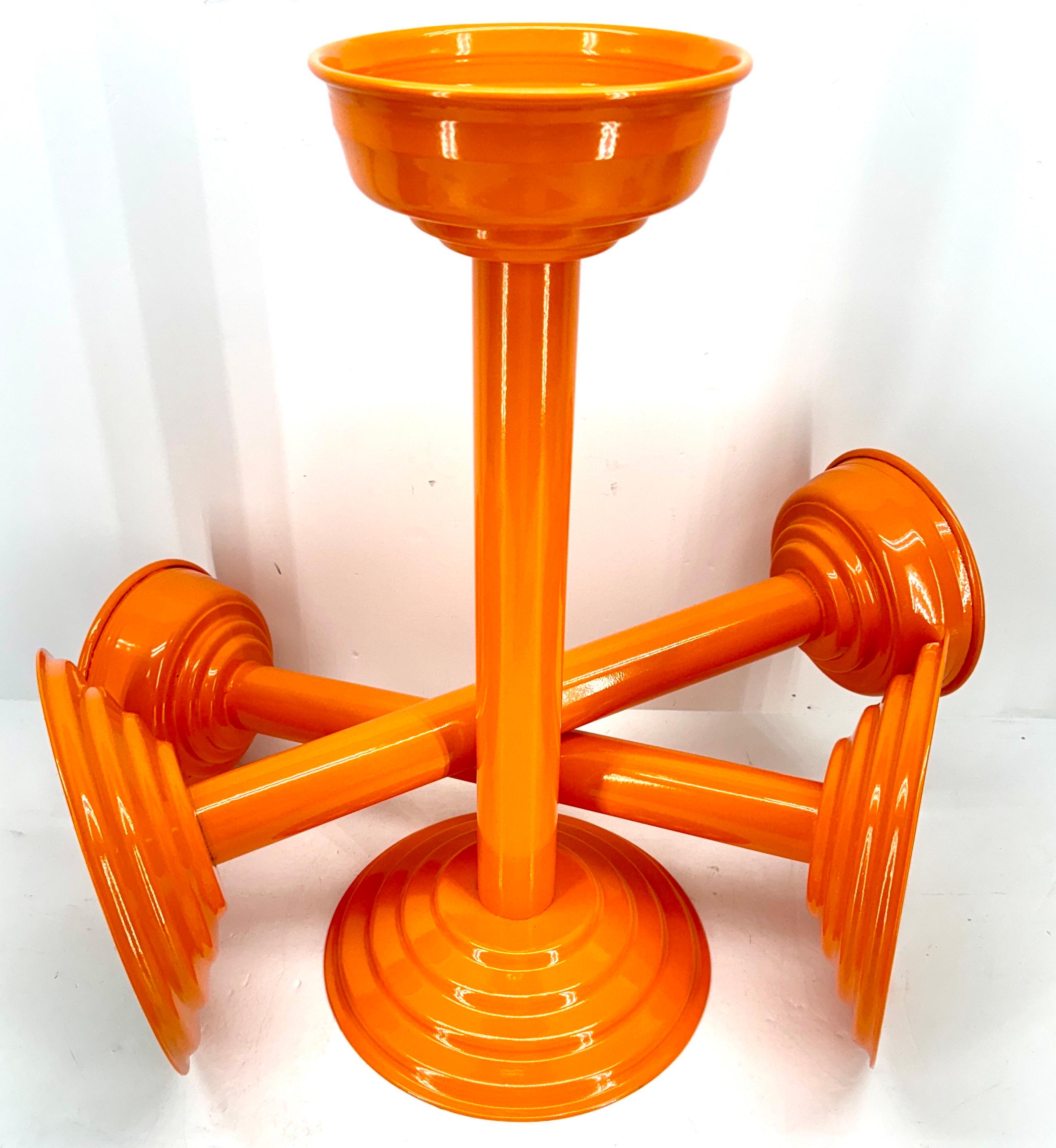 Vintage French Champagne Wine Bucket Floor Stand, Powder-Coated Orange  For Sale 5