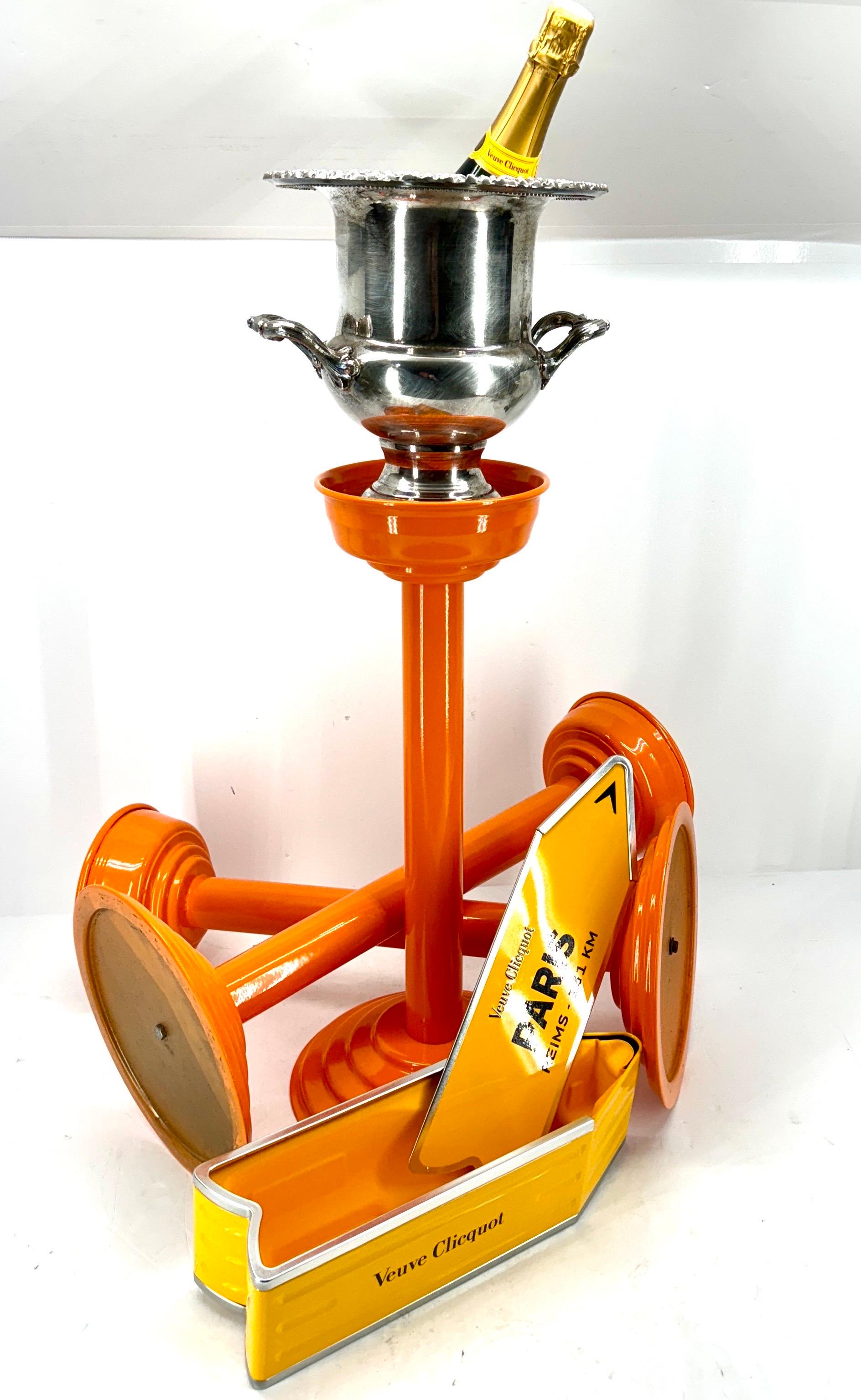 Vintage French Champagne Wine Bucket Floor Stand, Powder-Coated Orange  For Sale 7