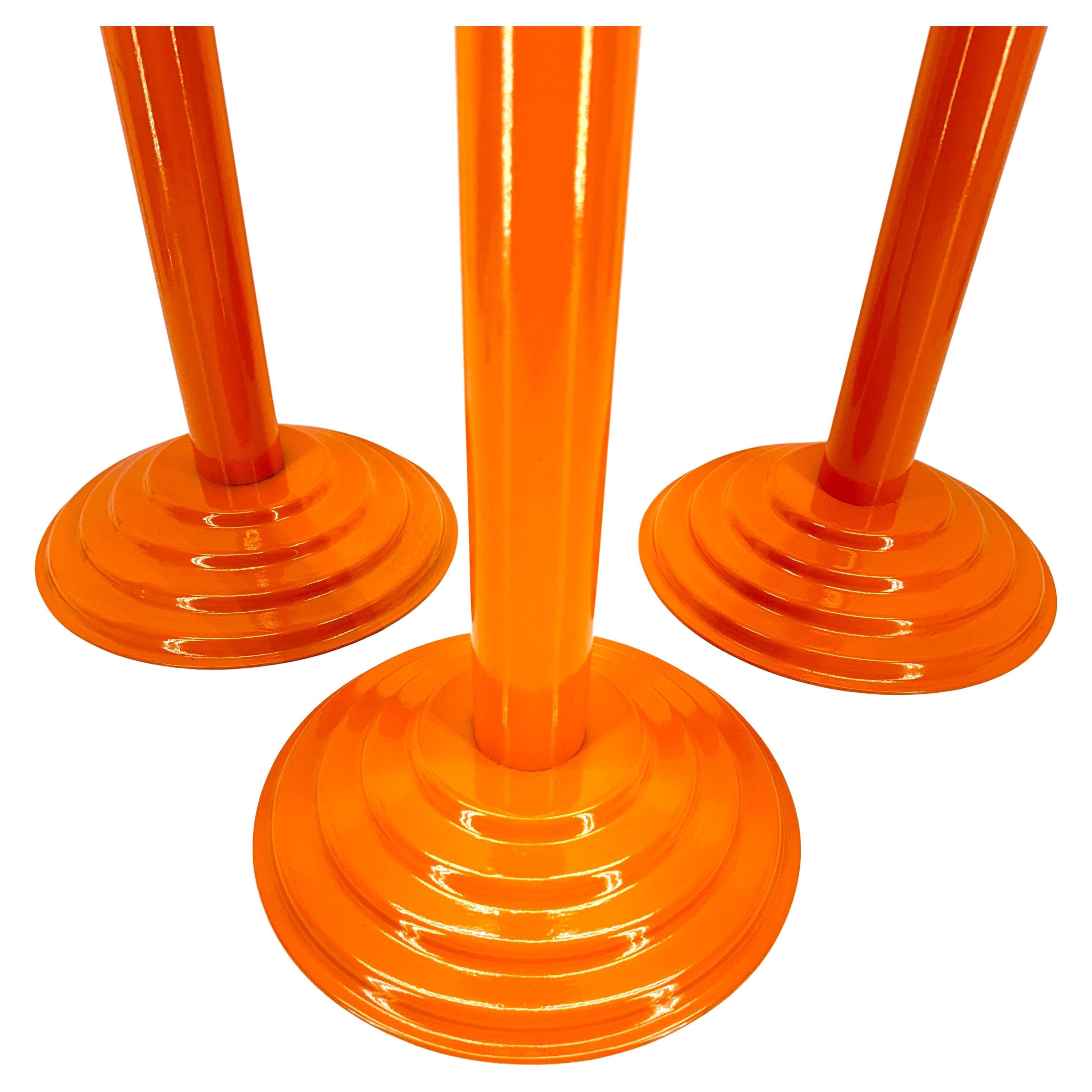 Vintage French Champagne Wine Bucket Floor Stand, Powder-Coated Orange  In Good Condition For Sale In Haddonfield, NJ