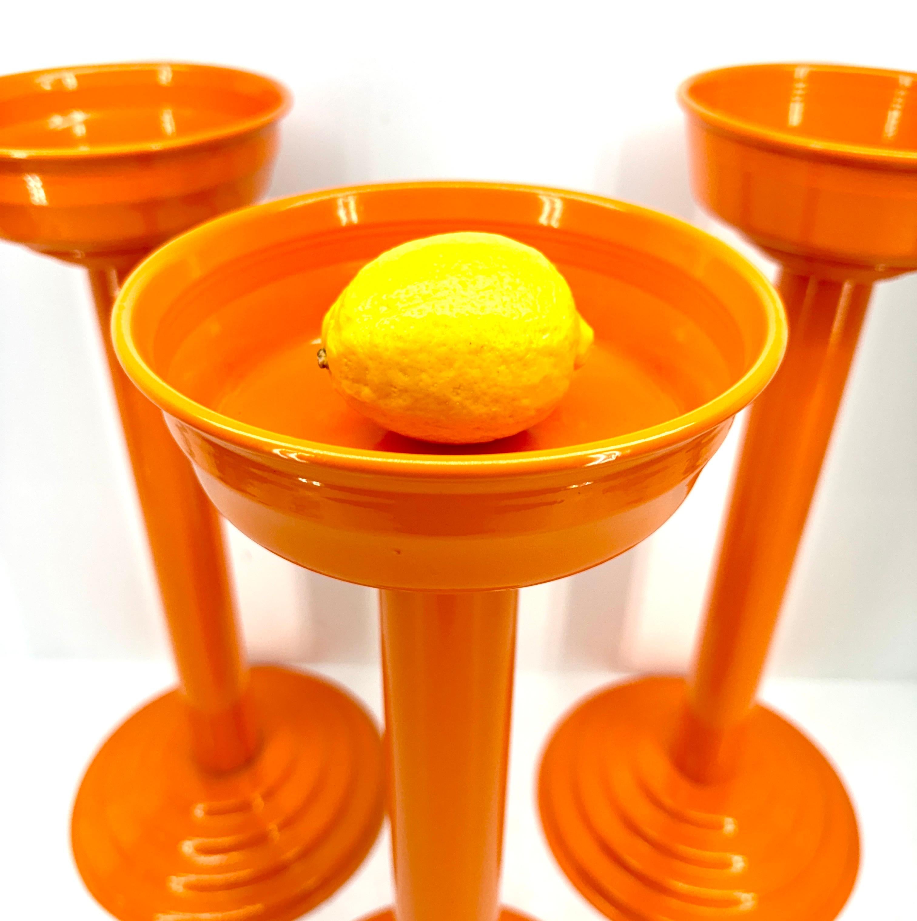 Metal Vintage French Champagne Wine Bucket Floor Stand, Powder-Coated Orange  For Sale