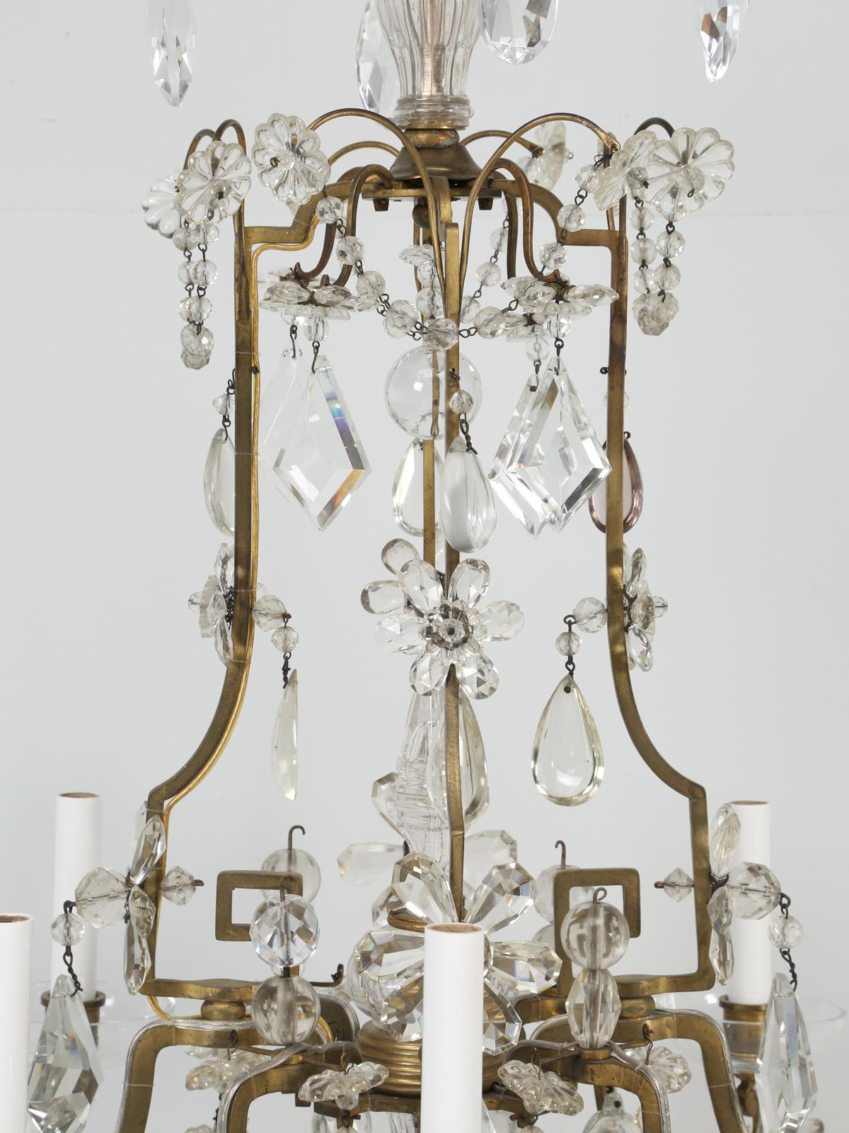 Vintage French Chandelier Attributed to Maison Jansen in Bronze and Crystal 1