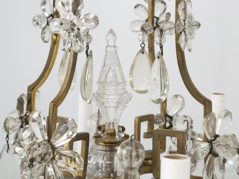 Vintage French Chandelier Attributed to Maison Jansen in Bronze and Crystal For Sale 2