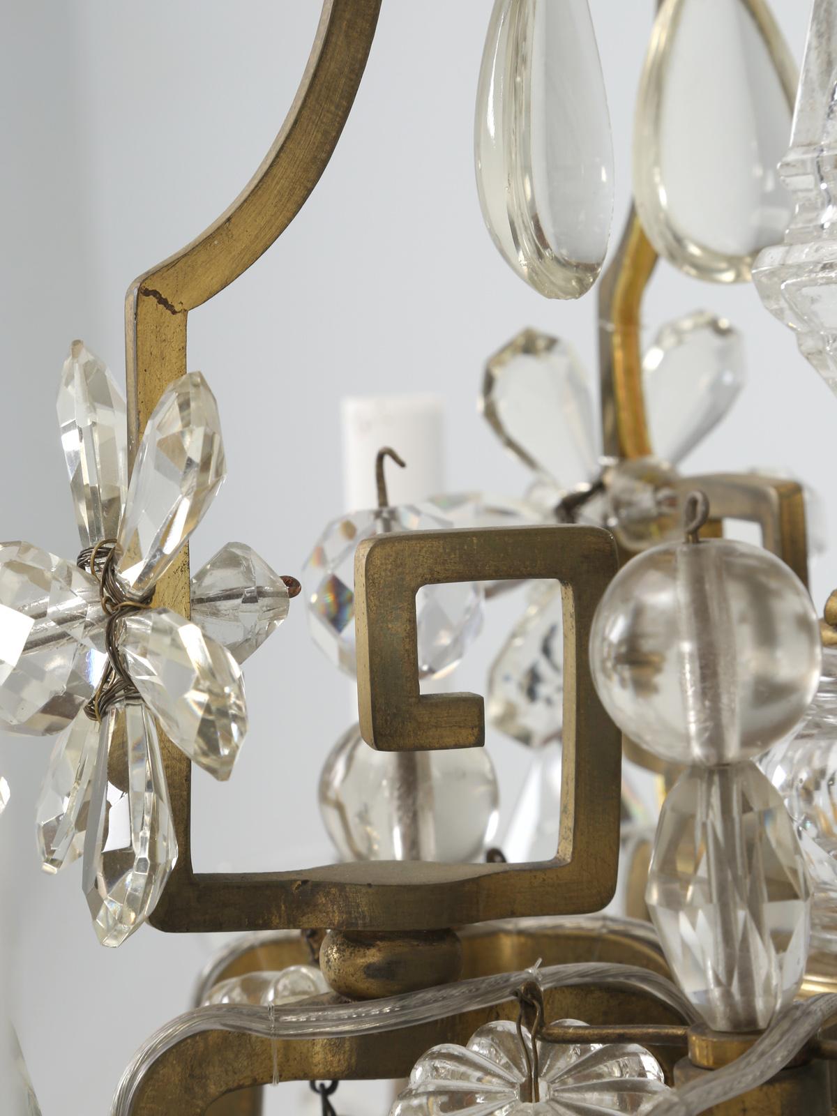 Vintage French Chandelier Attributed to Maison Jansen in Bronze and Crystal 4