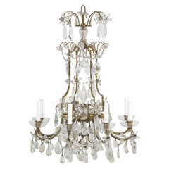 Vintage French Chandelier Attributed to Maison Jansen in Bronze and Crystal