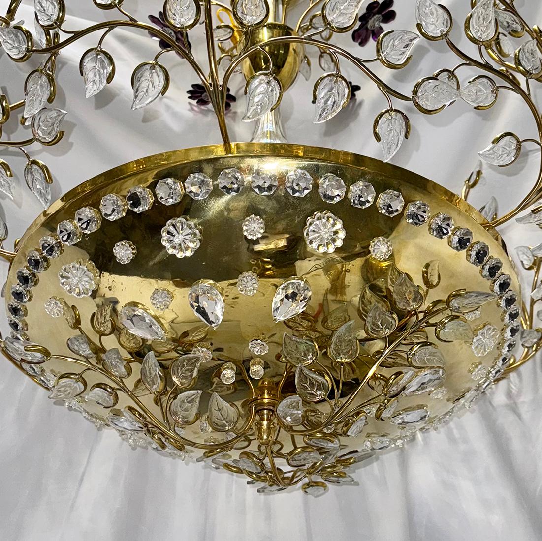 Vintage French Chandelier with Crystal Insets In Good Condition For Sale In New York, NY