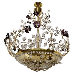Vintage French Chandelier with Crystal Insets