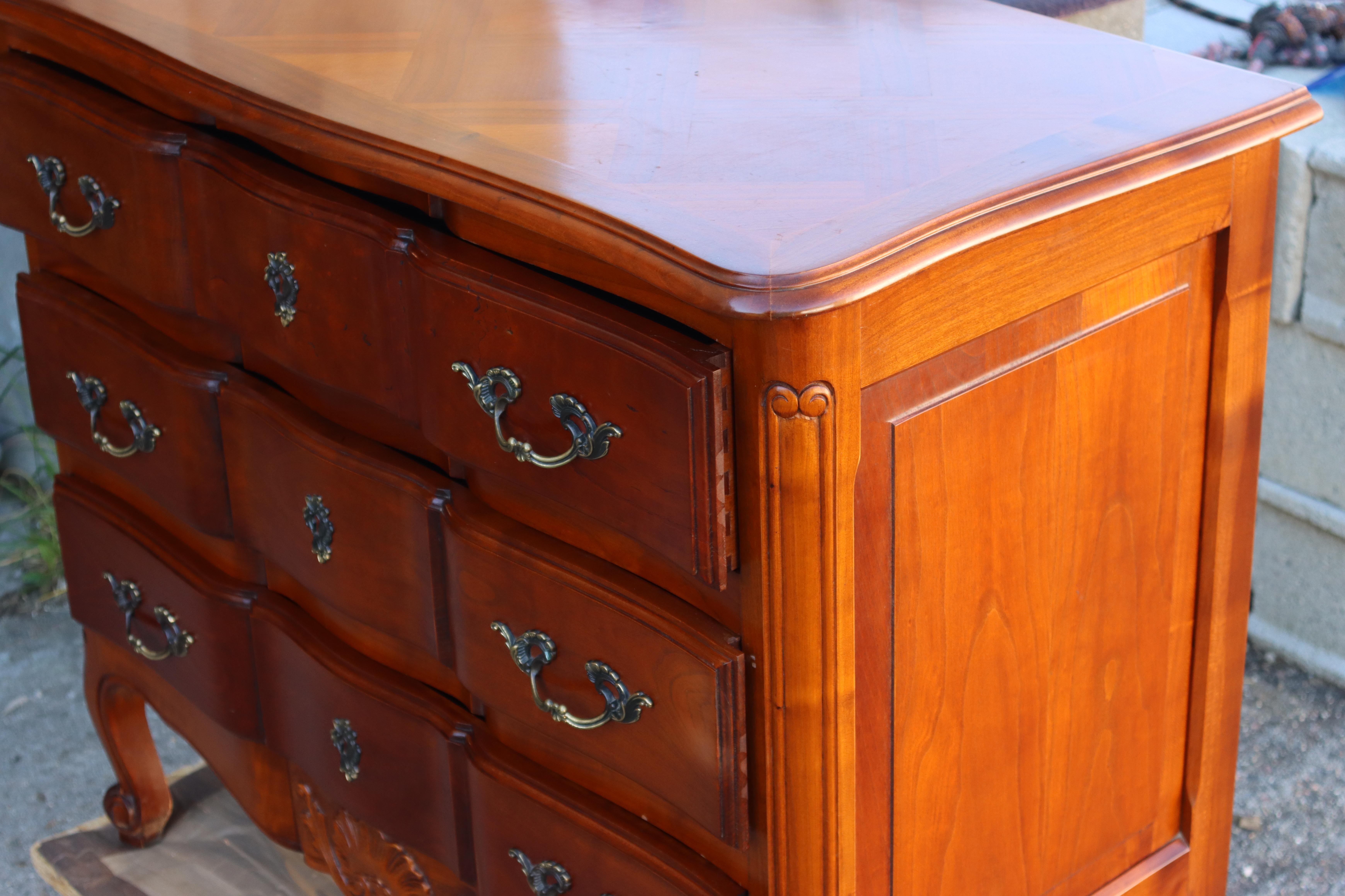 Vintage French Cherry Wood Drawer Cabinet-Chest of Drawers-Style Louis XV-70s For Sale 5