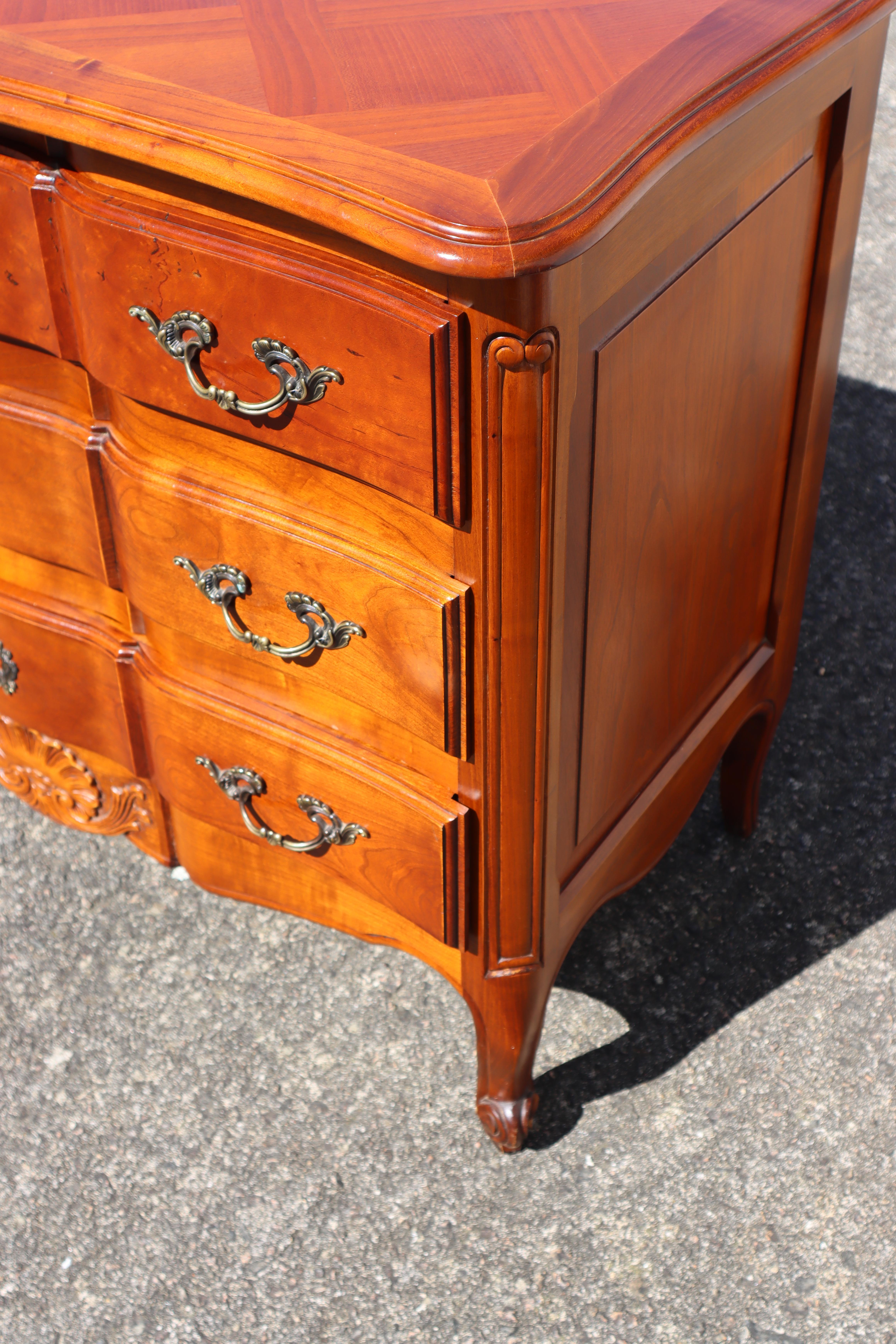 Vintage French Cherry Wood Drawer Cabinet-Chest of Drawers-Style Louis XV-70s For Sale 6