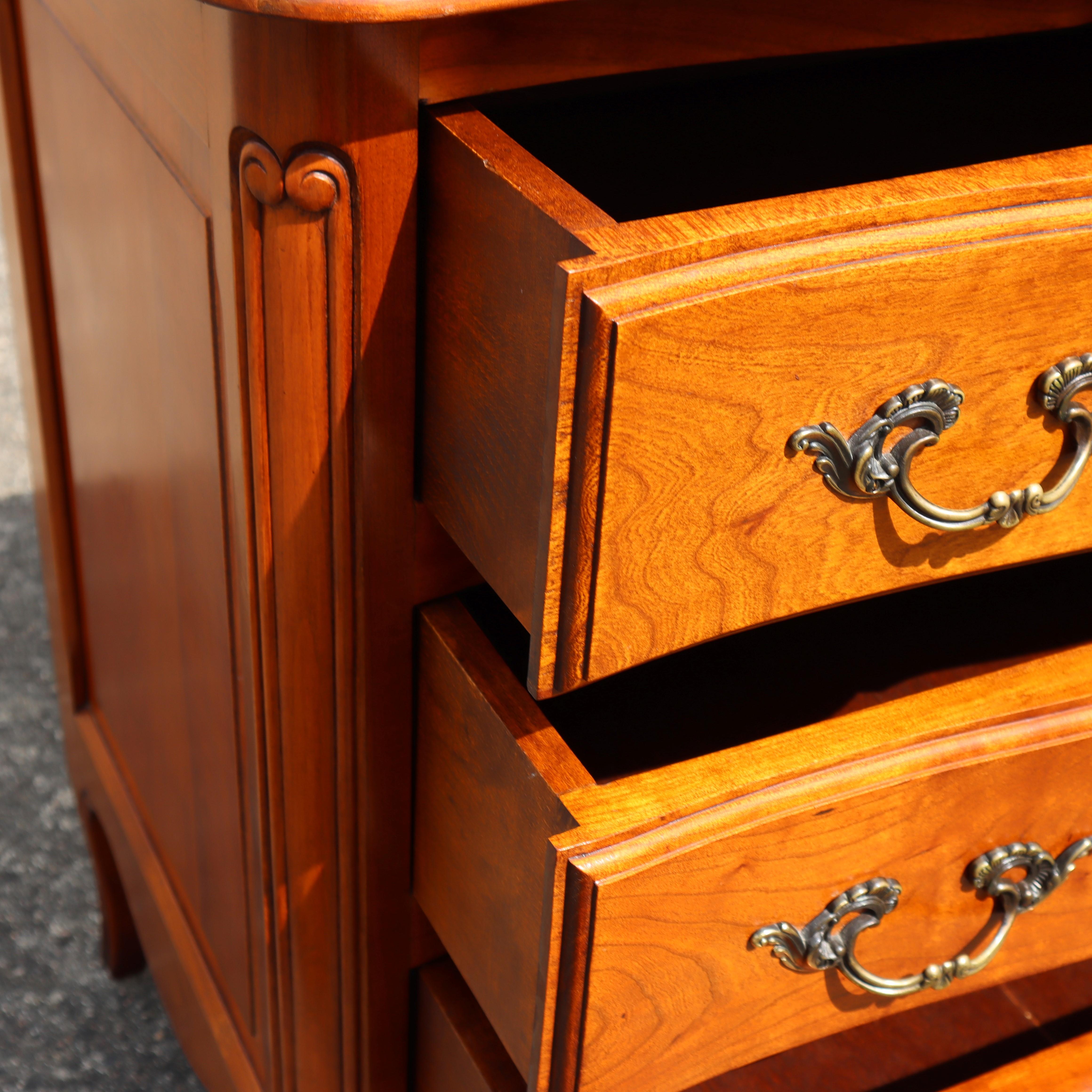 Vintage French Cherry Wood Drawer Cabinet-Chest of Drawers-Style Louis XV-70s For Sale 8