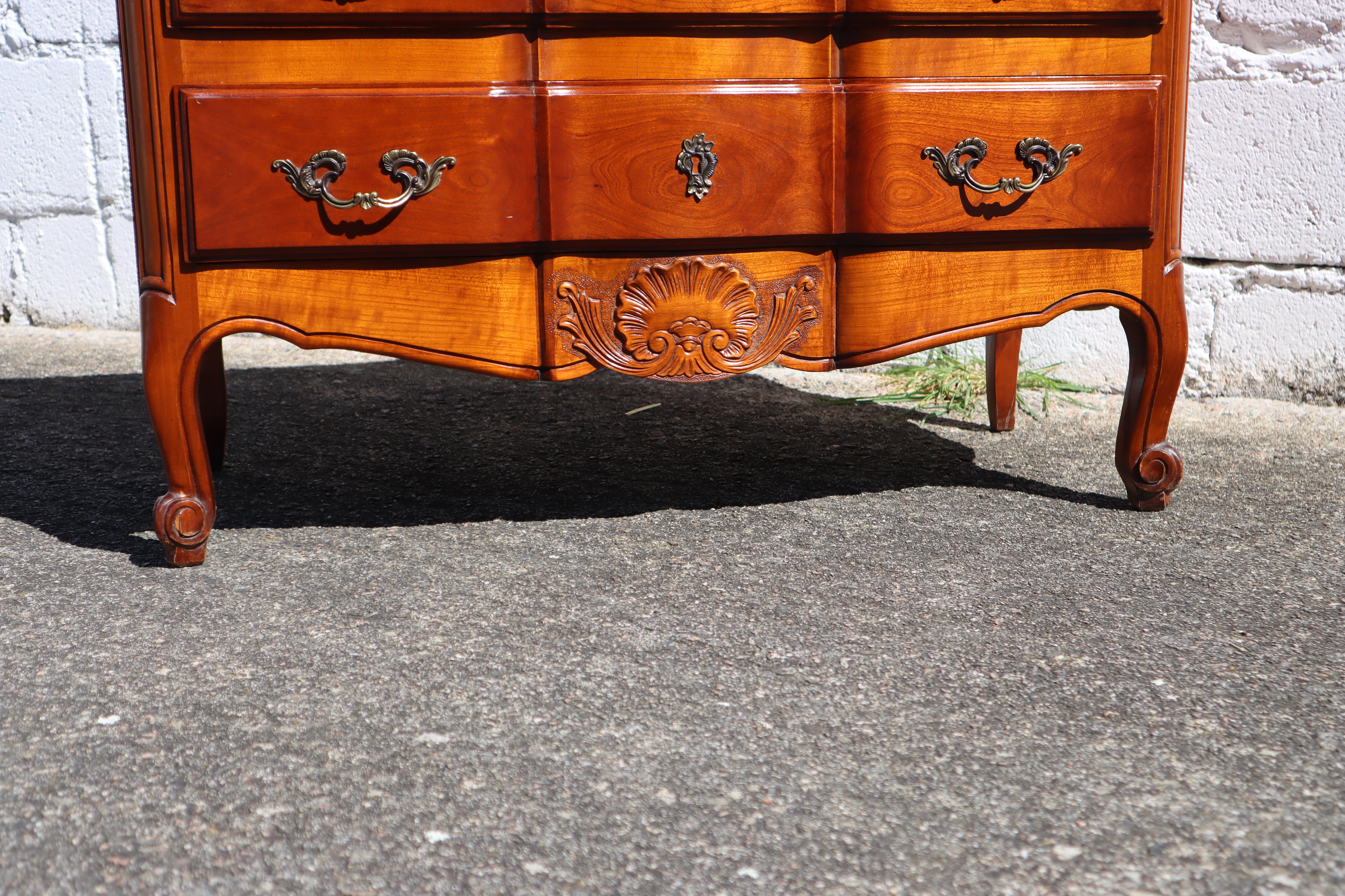 Vintage French Cherry Wood Drawer Cabinet-Chest of Drawers-Style Louis XV-70s For Sale 10
