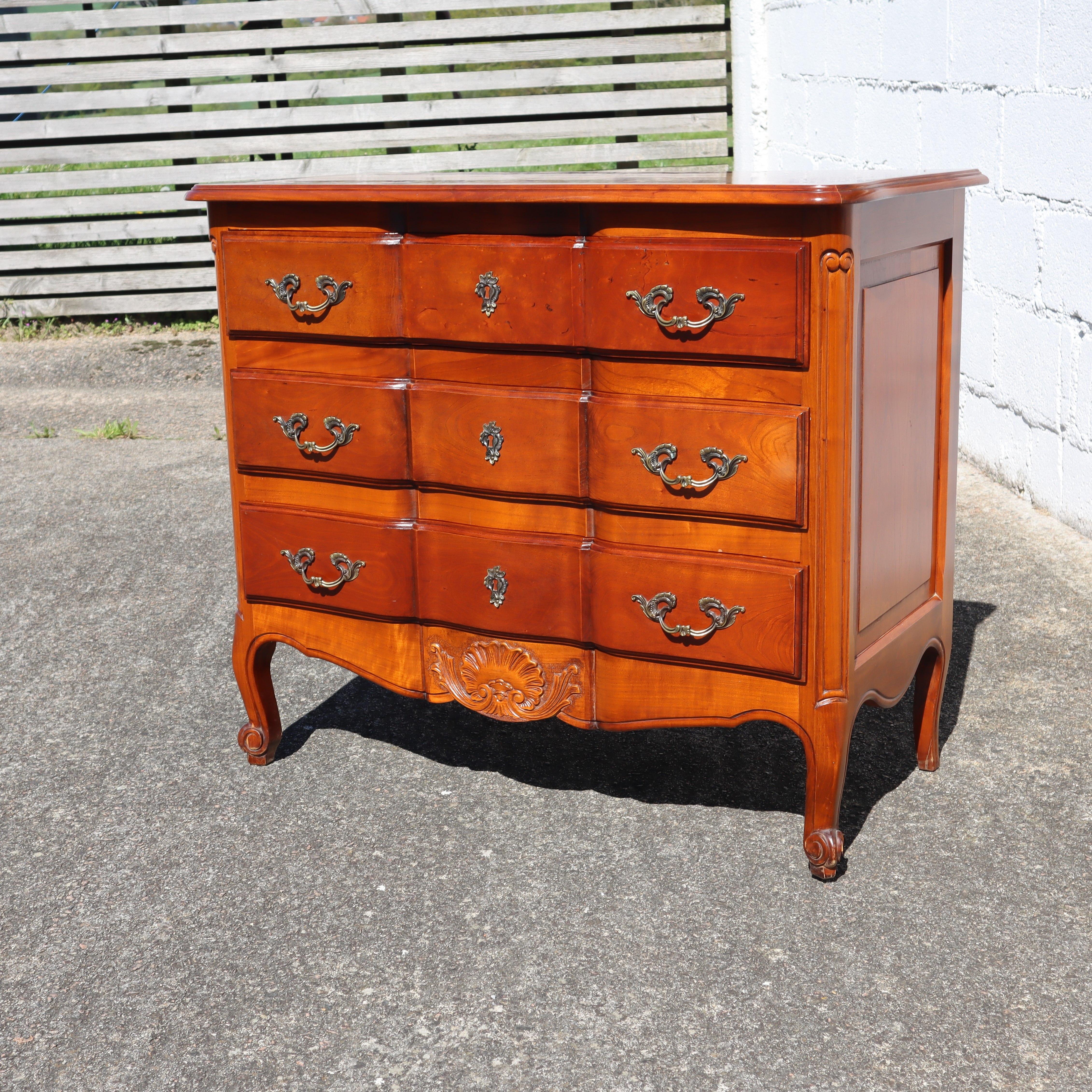 Vintage French Cherry Wood Drawer Cabinet-Chest of Drawers-Style Louis XV-70s In Good Condition For Sale In Bussiere Dunoise, Nouvel Aquitaine