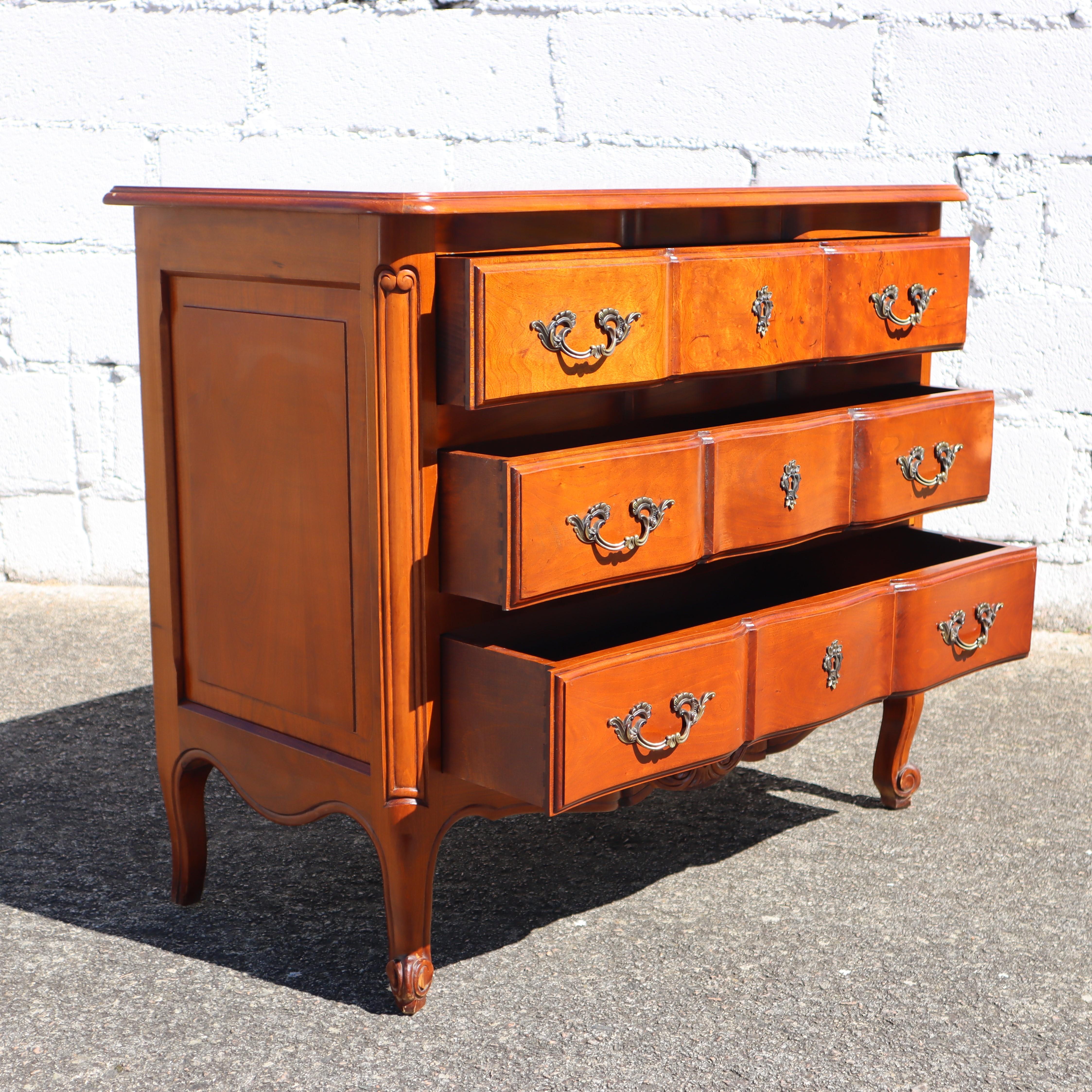 Late 20th Century Vintage French Cherry Wood Drawer Cabinet-Chest of Drawers-Style Louis XV-70s For Sale