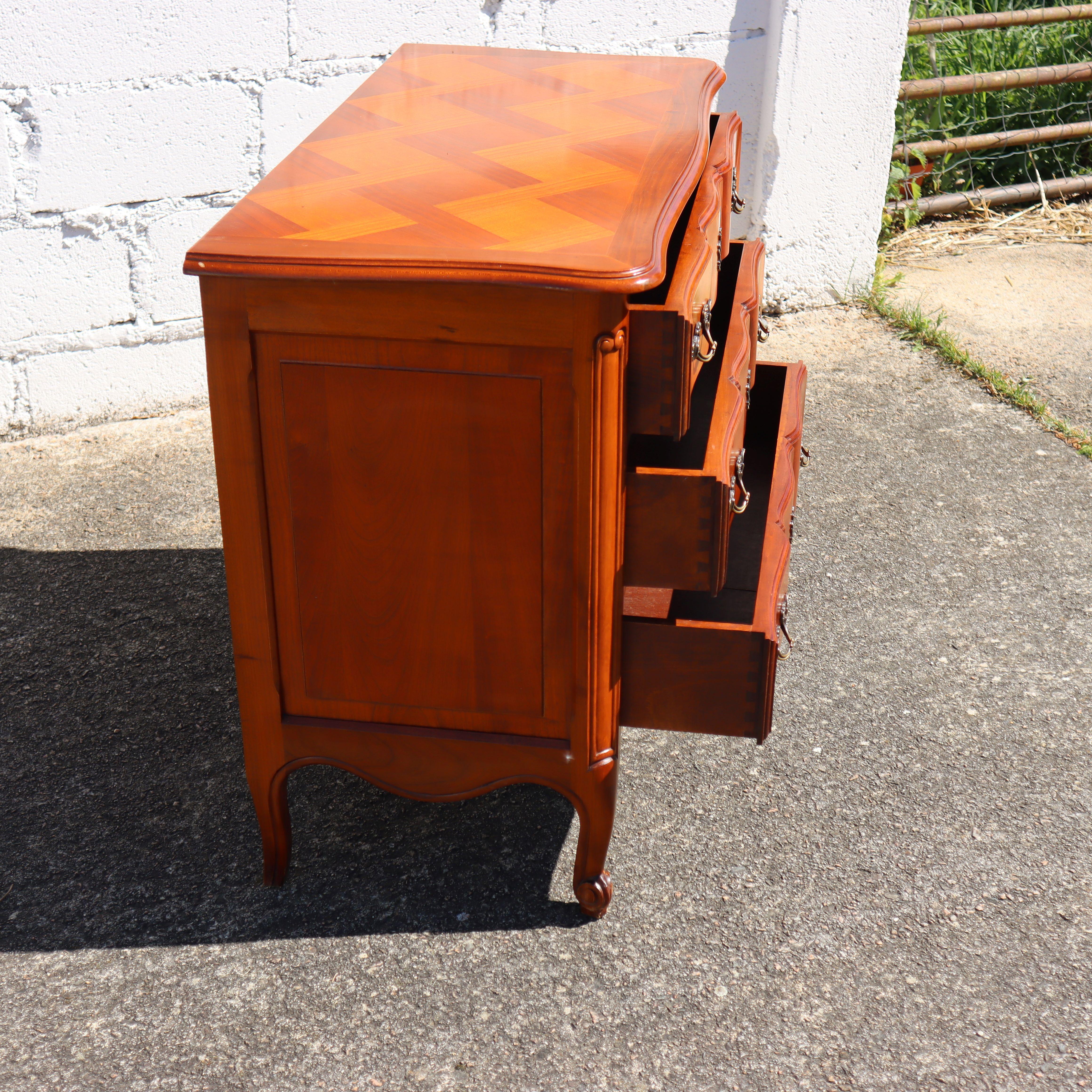 Vintage French Cherry Wood Drawer Cabinet-Chest of Drawers-Style Louis XV-70s For Sale 2