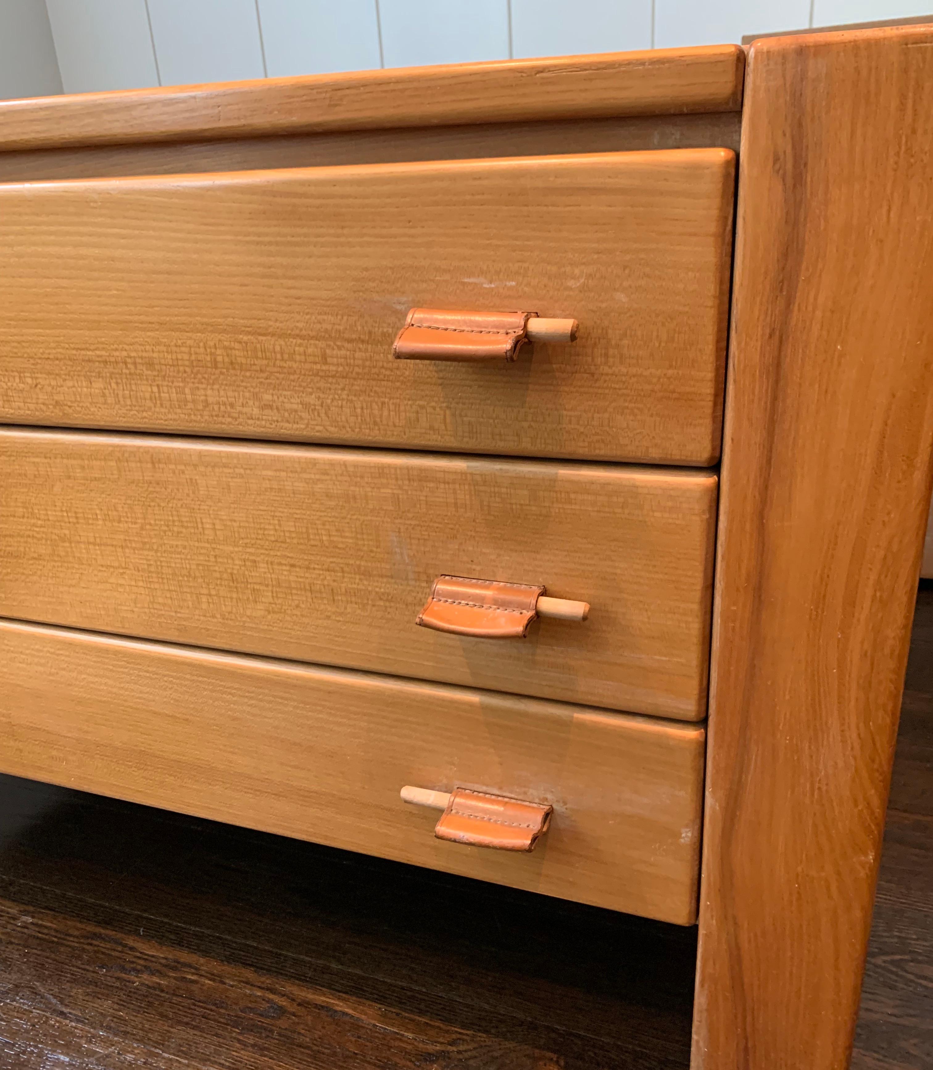 Vintage French Chest of Drawers with Leather Pulls For Sale 1