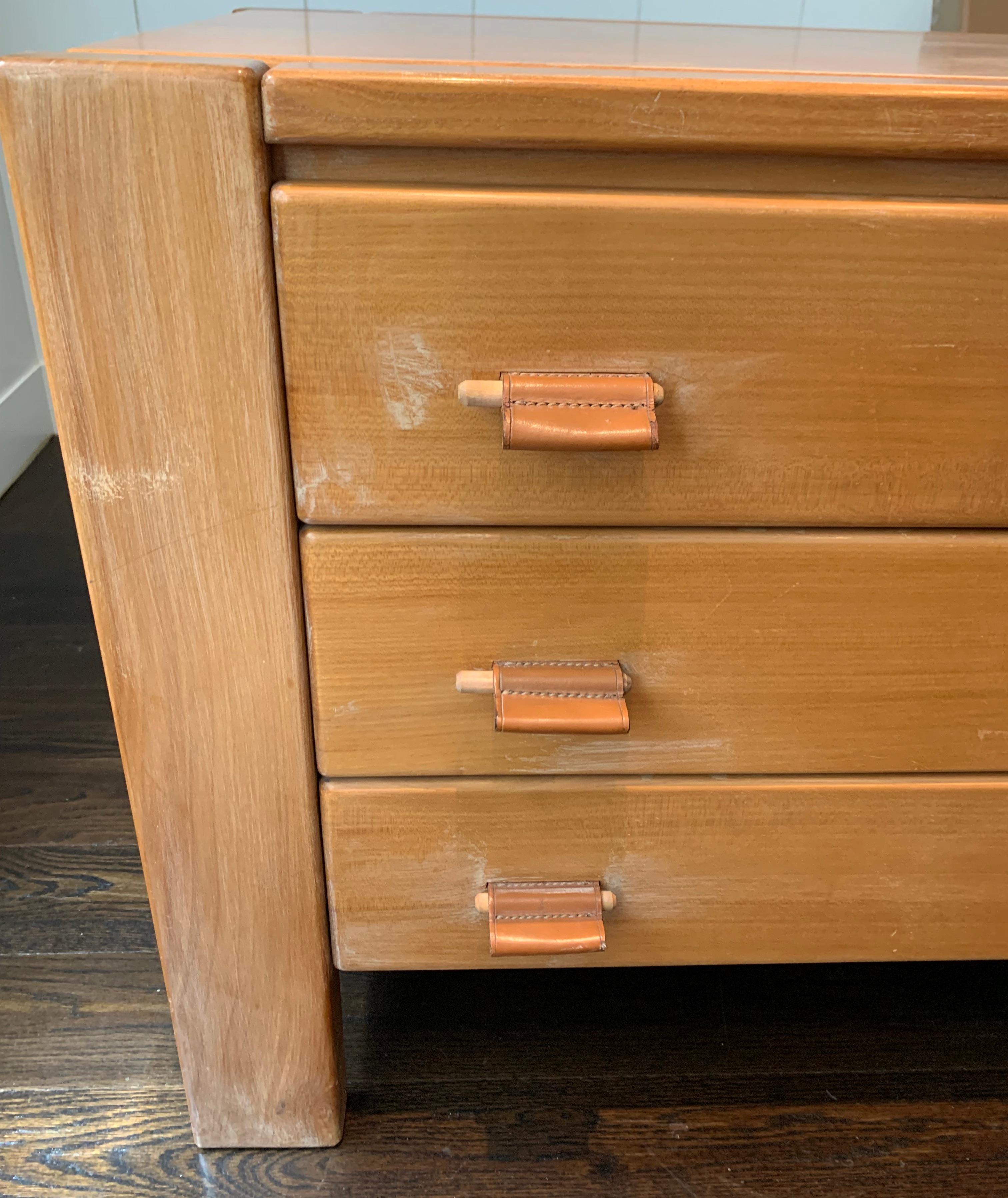 Vintage French Chest of Drawers with Leather Pulls For Sale 4