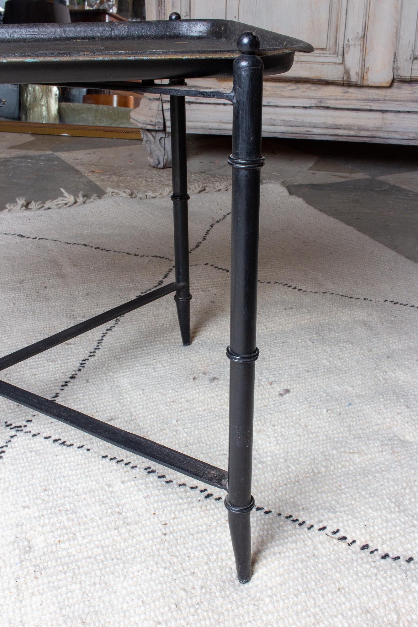 19th Century Vintage French Chinoiserie Tray Table in Black and Gold