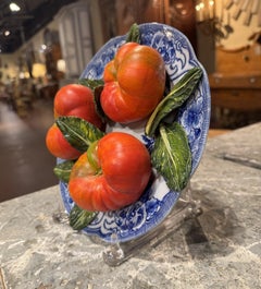 Piatto da portata d'epoca francese Christine Viennet realizzato a mano in stile "Trompe L'Oeil"