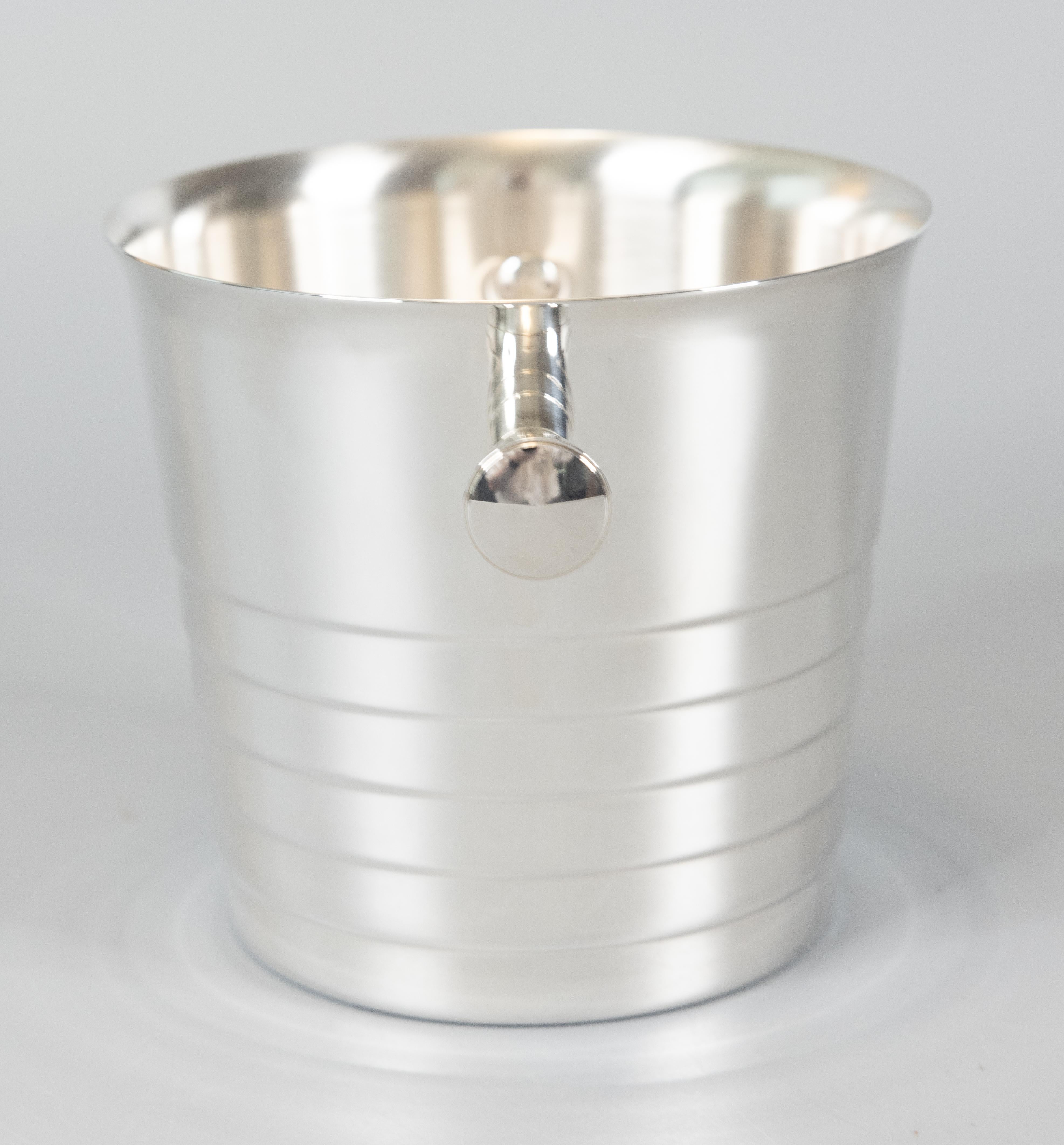 Vintage French Christofle Silver Plate Ice Bucket In Good Condition In Pearland, TX
