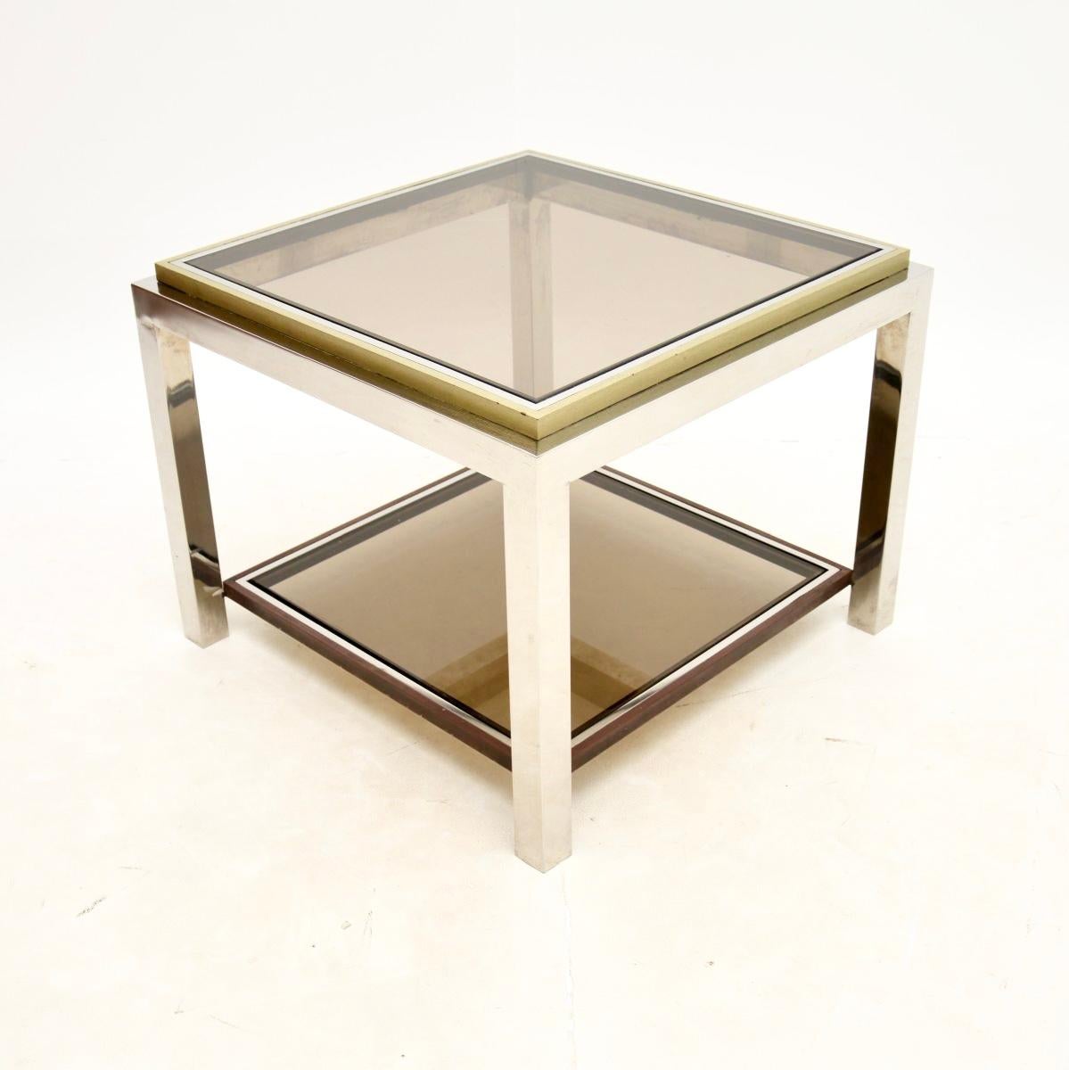 Vintage French Chrome and Brass Side / Coffee Table In Good Condition For Sale In London, GB