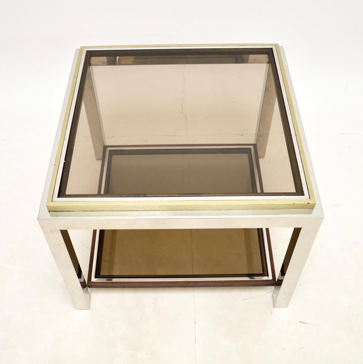 Vintage French Chrome and Brass Side / Coffee Table For Sale 2