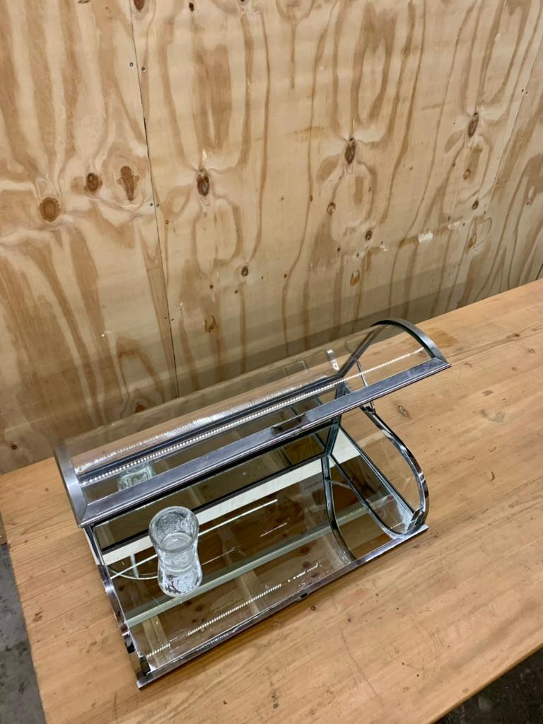 Vintage French Chrome Table Vitrine / Showcase For Sale 5
