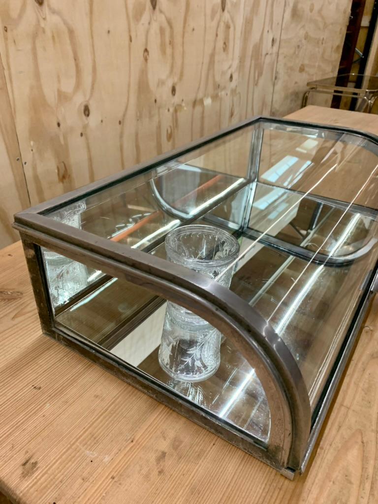 Glass Vintage French Chrome Table Vitrine / Showcase For Sale