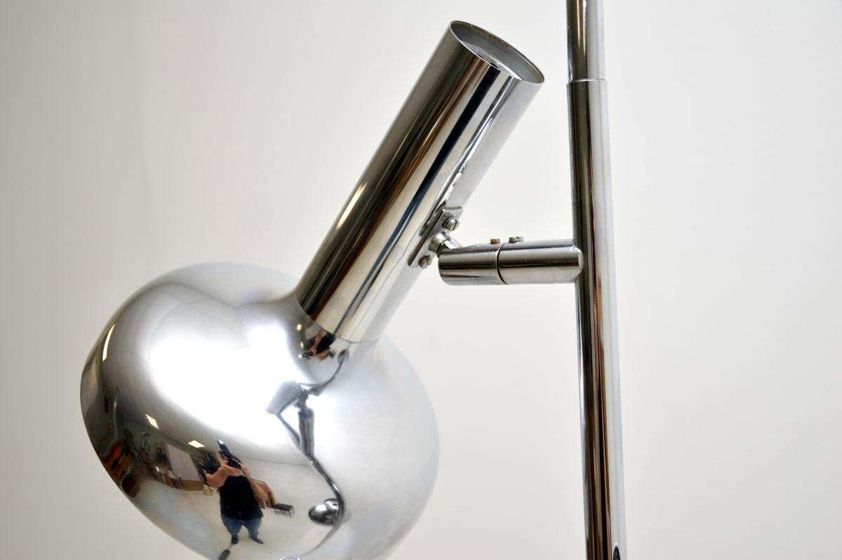 Late 20th Century Vintage French Chrome Two Headed Floor Lamp