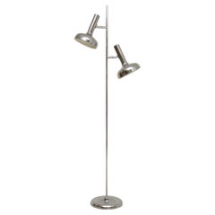 Vintage French Chrome Two Headed Floor Lamp