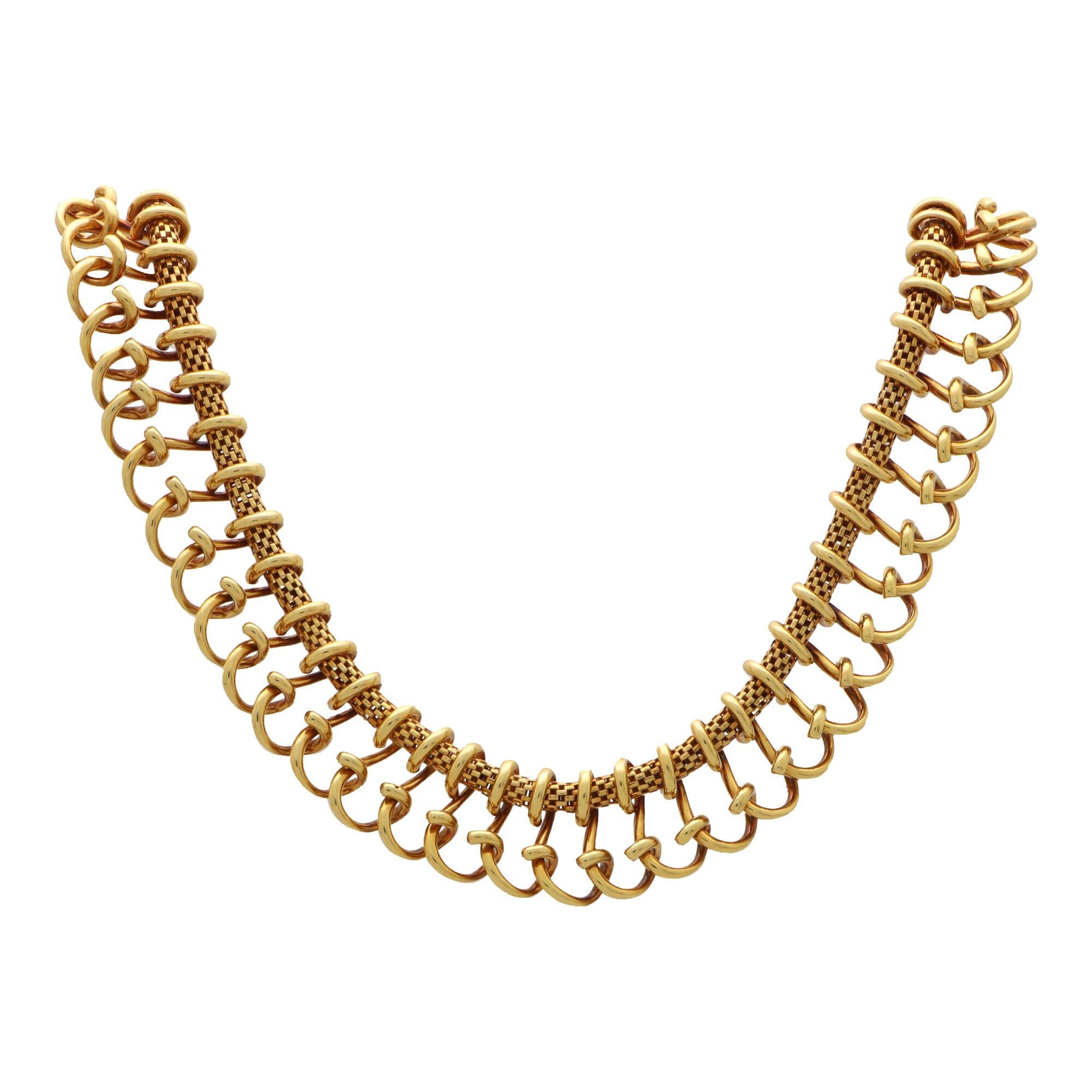 Women's or Men's Vintage French Chunky Collar Necklace in 18k Yellow Gold For Sale