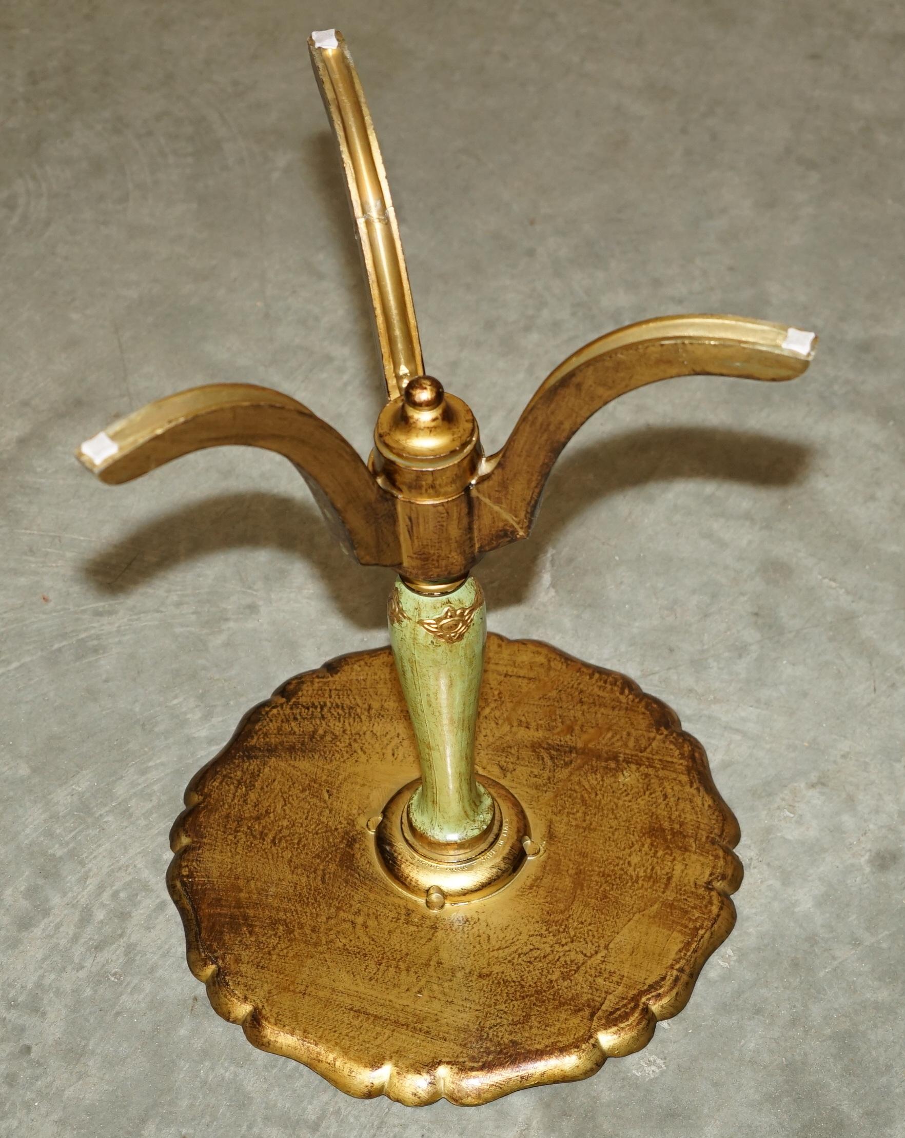 VINTAGE FRENCH CIRCA 1950's HAND PAINTED & GILT TRIPOD SIDE END LAMP WINE TABLE For Sale 5