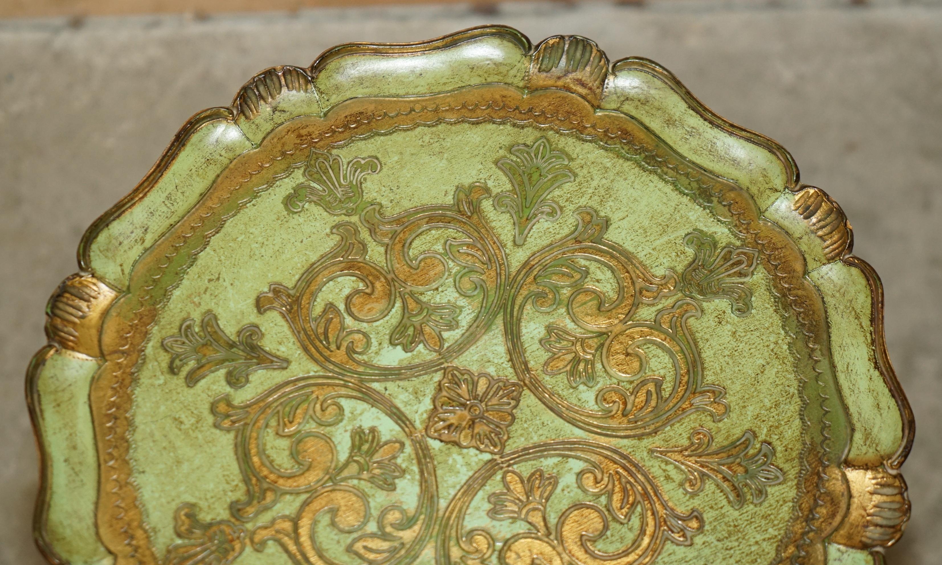 French VINTAGE FRENCH CIRCA 1950's HAND PAINTED & GILT TRIPOD SIDE END LAMP WINE TABLE For Sale