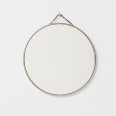Vintage French Circular Mirror with Patinated Frame, 1940s