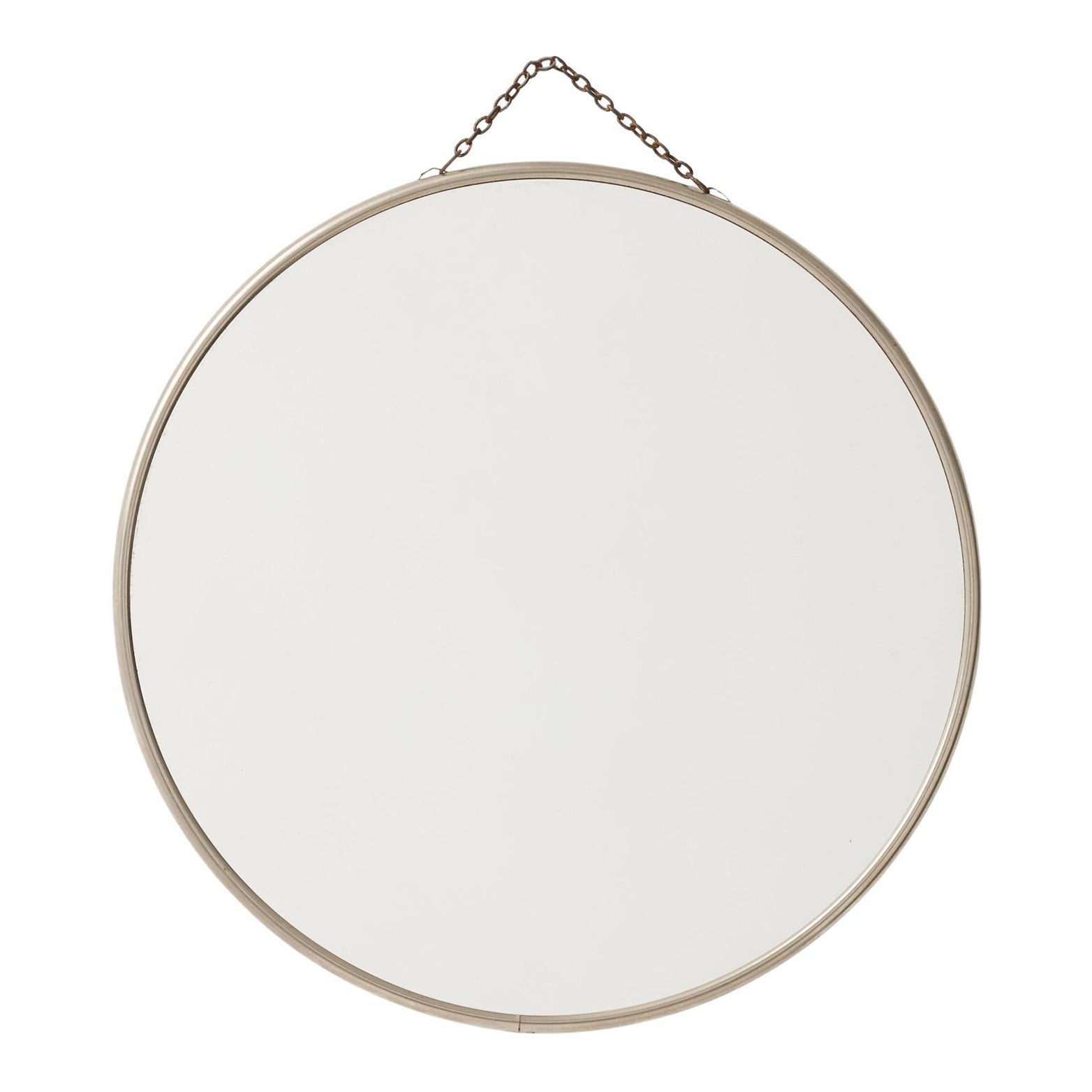Vintage French Circular Mirror with Patinated Frame, 1940s