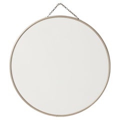 Vintage French Circular Mirror with Patinated Frame, 1940s